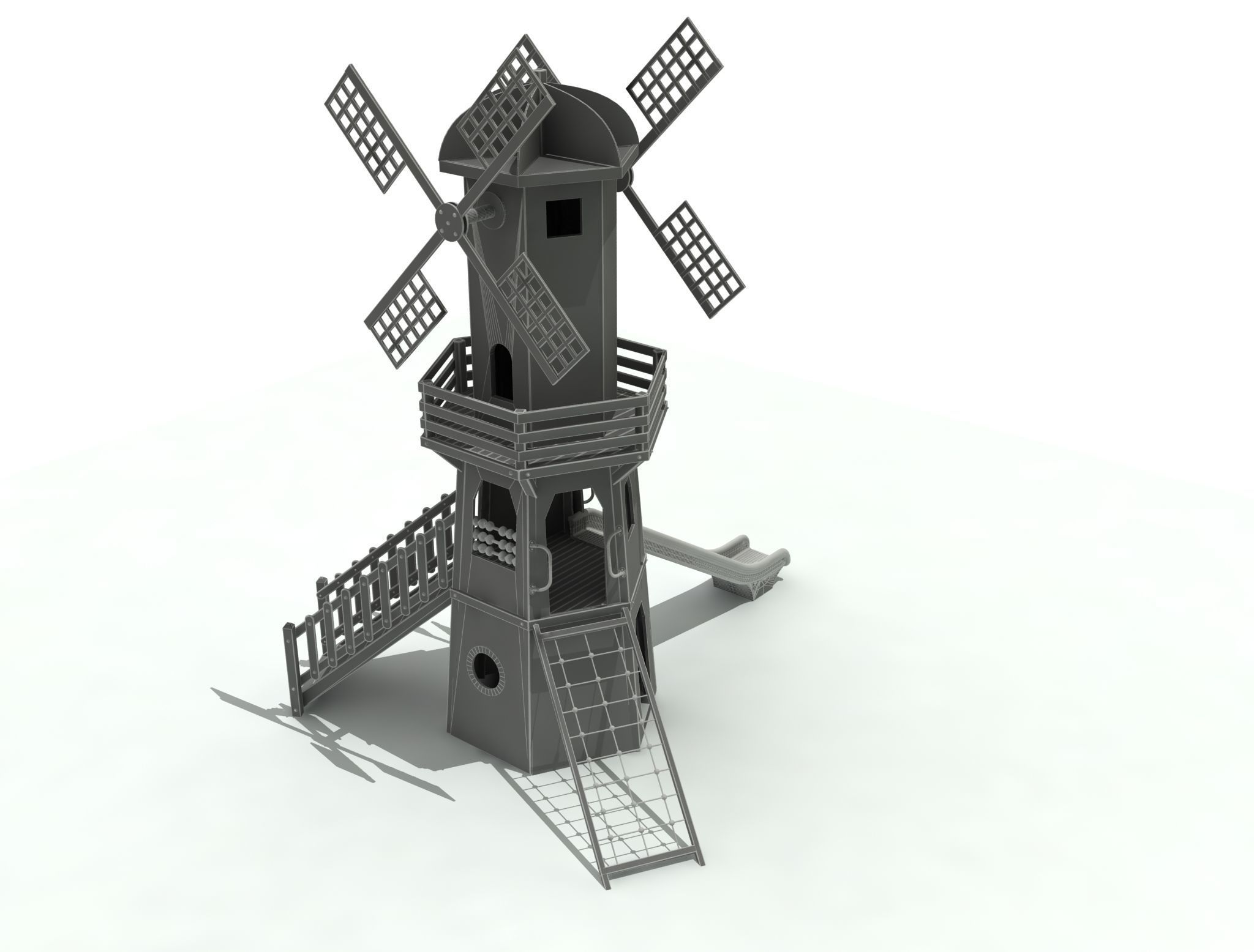  Windmill Wood Kid Playground high Detail 3D model 3D model_6