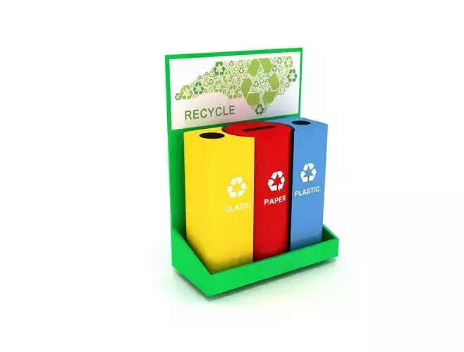 Recycle Bin Glass Paper Plastic