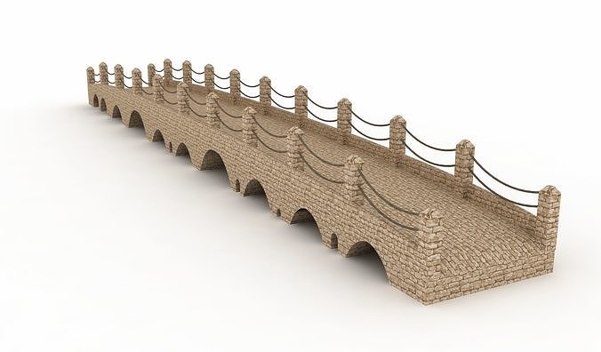 Low Poly Old Concrete Bridge 3D 3D model