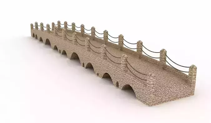 Low Poly Old Concrete Bridge 3D