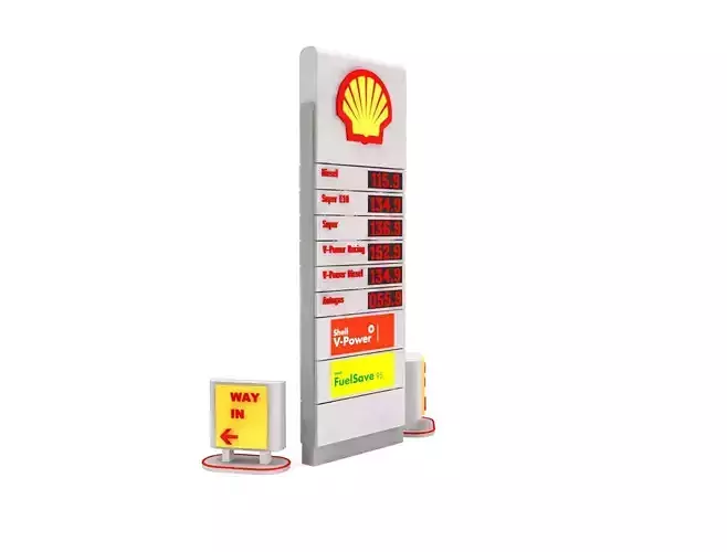 Petrol Station Totem Sign and Orientation Sign model 3D model