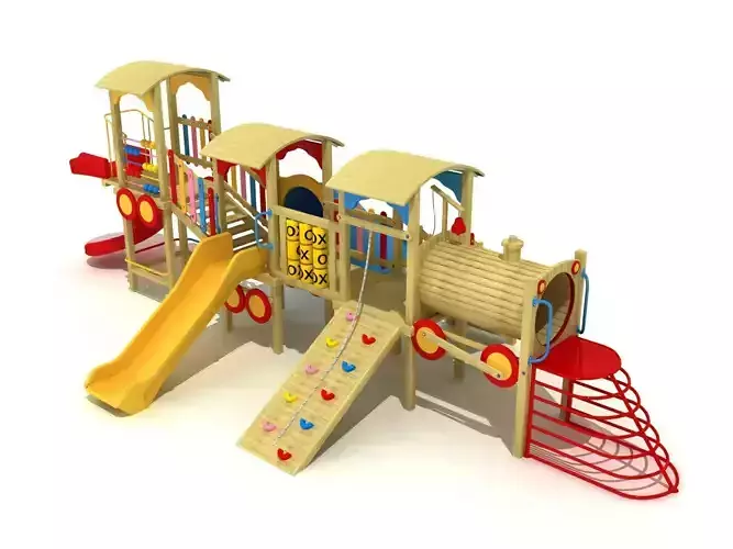  3D Train High Quality Wood Playground Outdoor