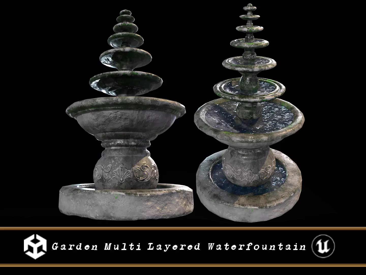 Garden Multi Layered Waterfountain Low-poly 3D model