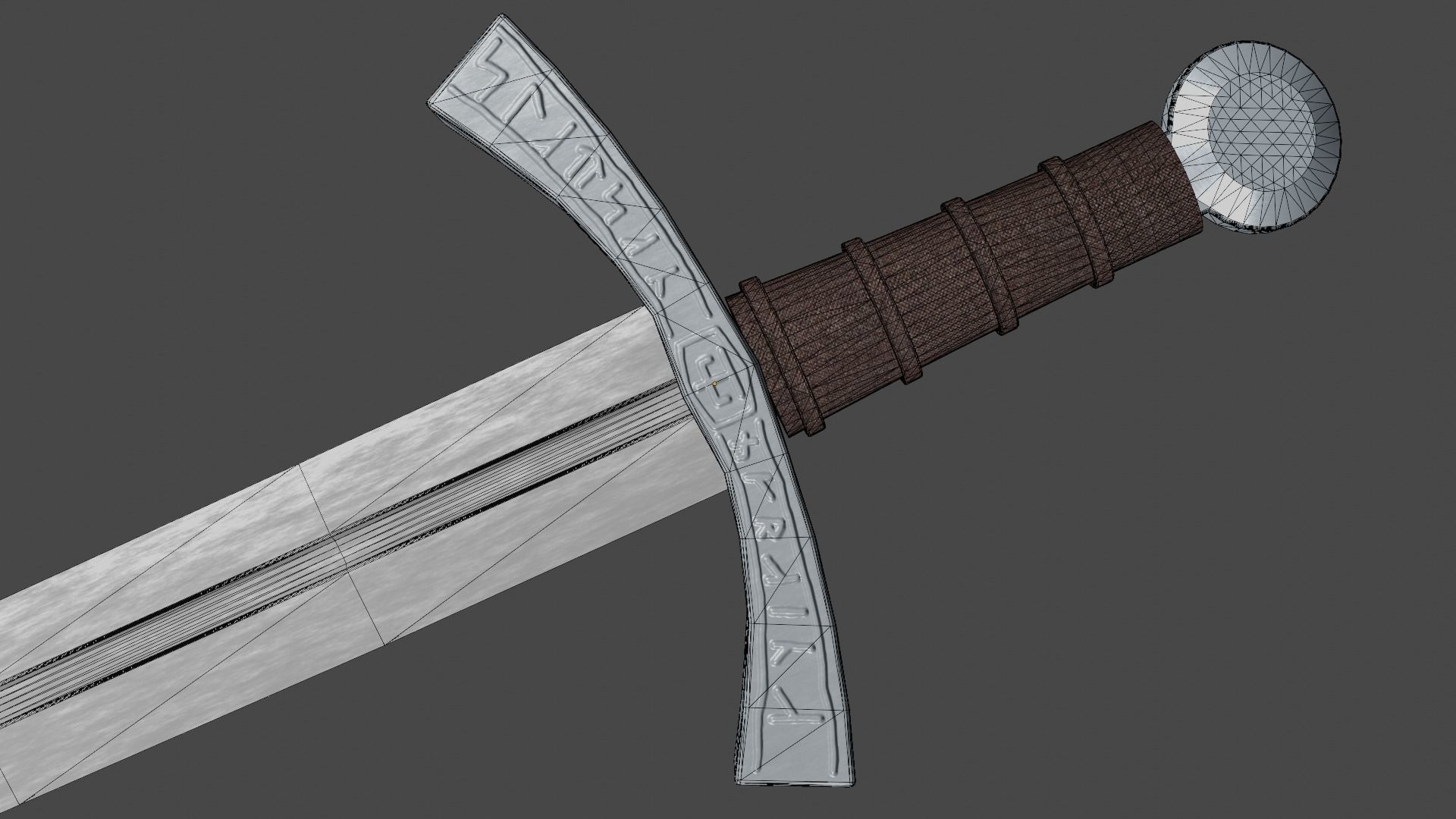 Caroling sword with Falchion handle Low-poly 3D model_16