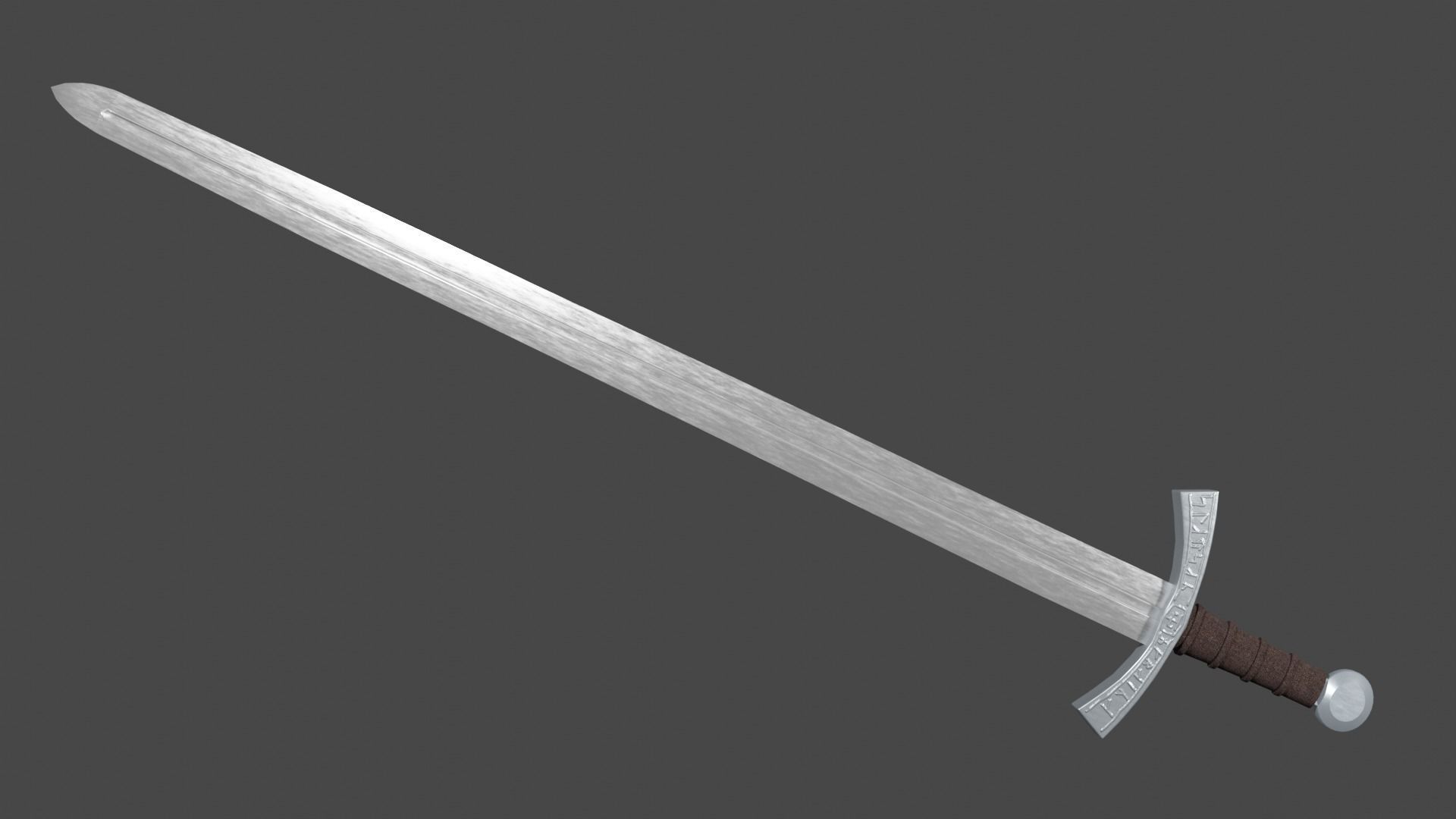 Caroling sword with Falchion handle Low-poly 3D model_3