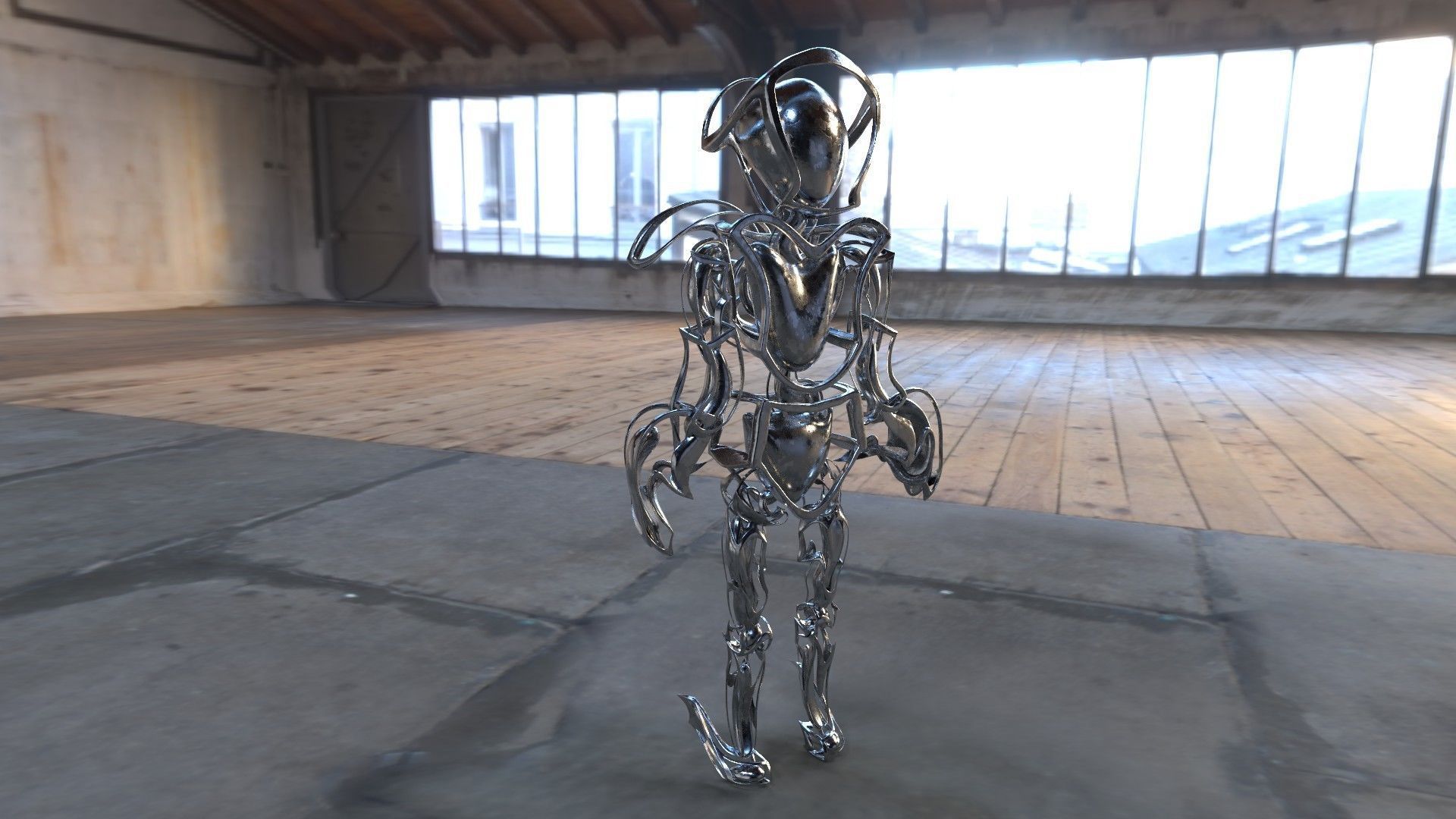 Robot 2 Low-poly 3D model_1