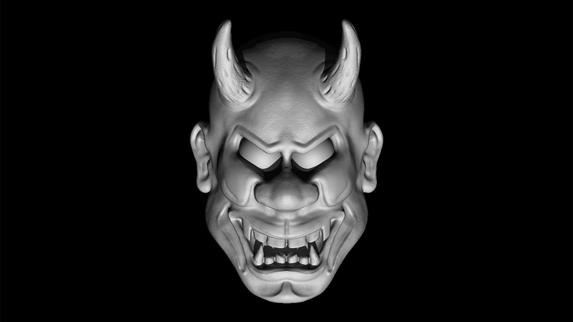 Hannya mask Traditional japanese mask 3D print model_6