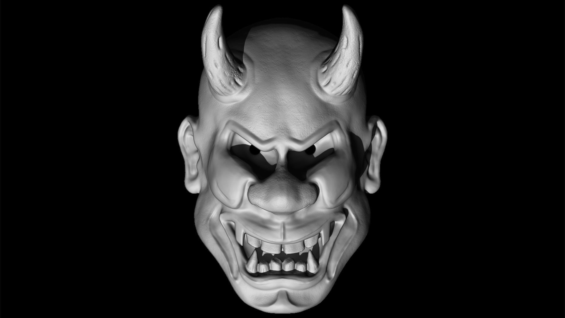 Hannya mask Traditional japanese mask 3D print model_9