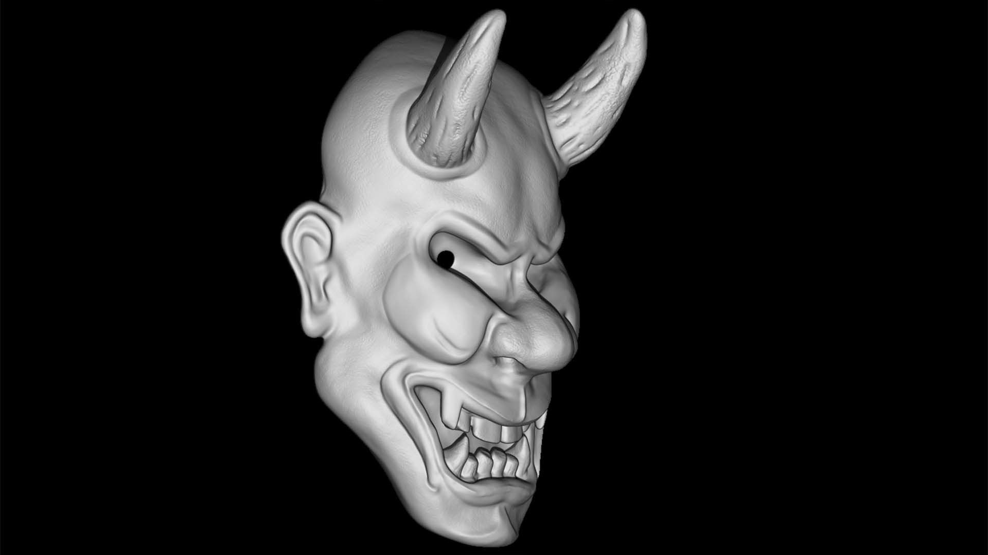 Hannya mask Traditional japanese mask 3D print model_3