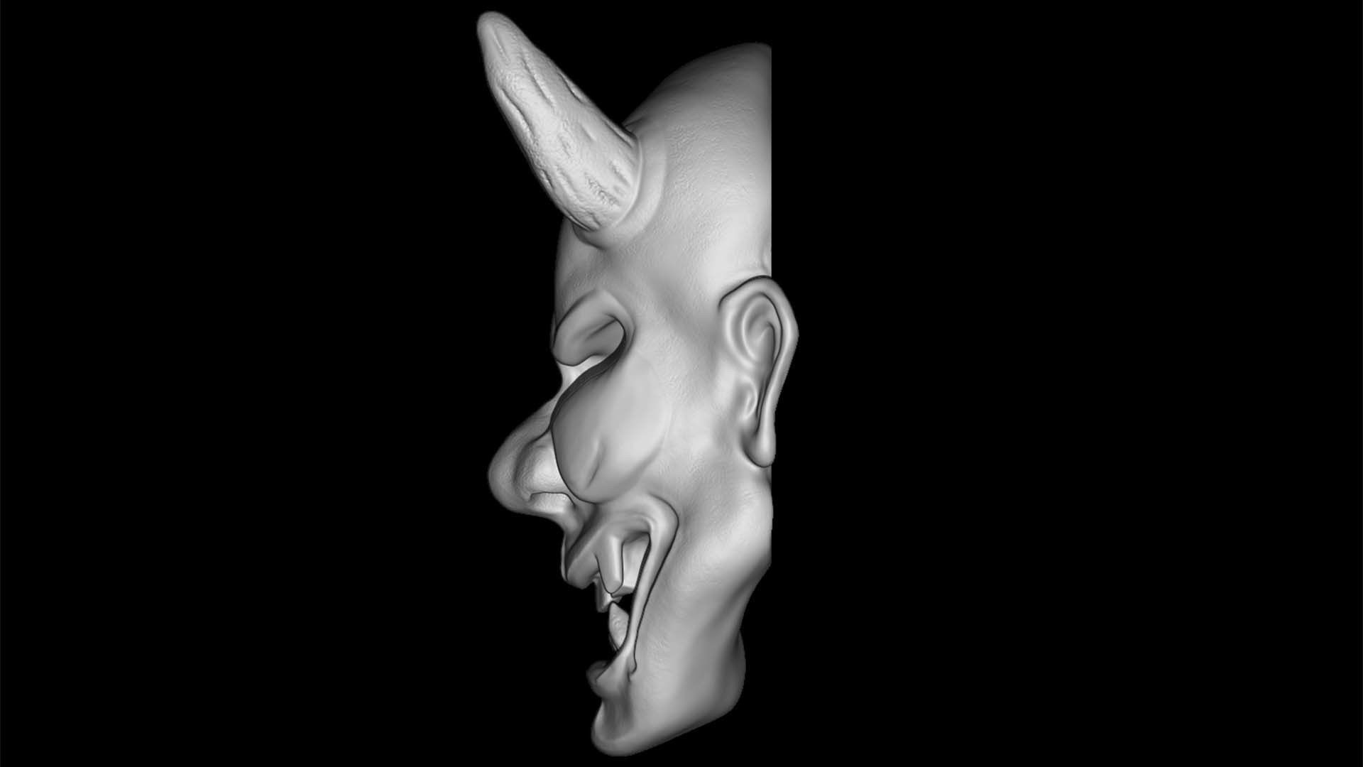 Hannya mask Traditional japanese mask 3D print model_8