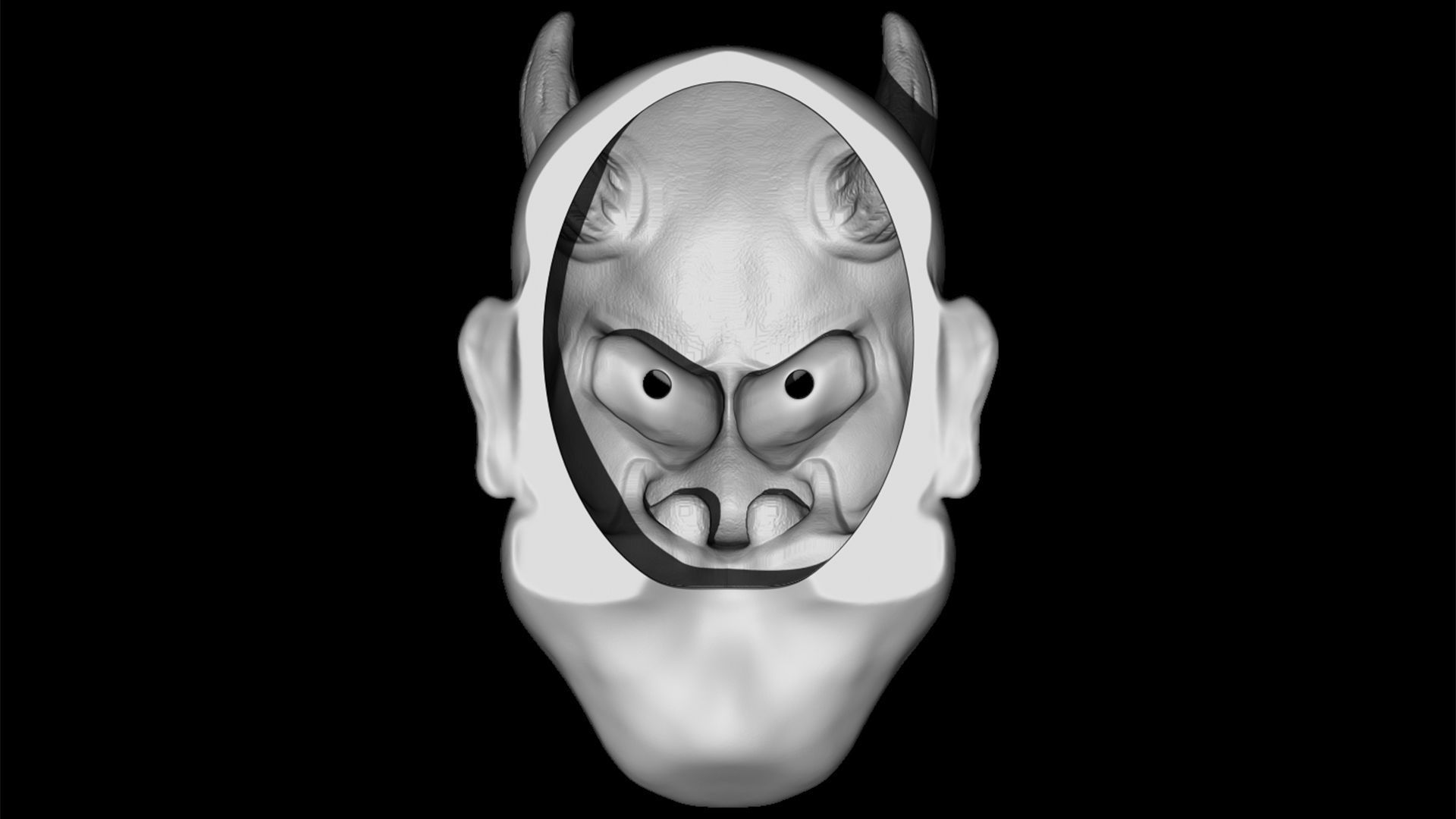 Hannya mask Traditional japanese mask 3D print model_12