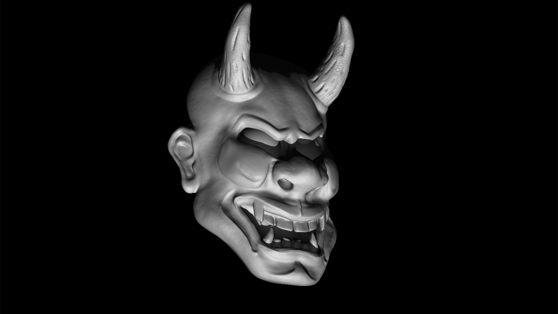 Hannya mask Traditional japanese mask 3D print model_7