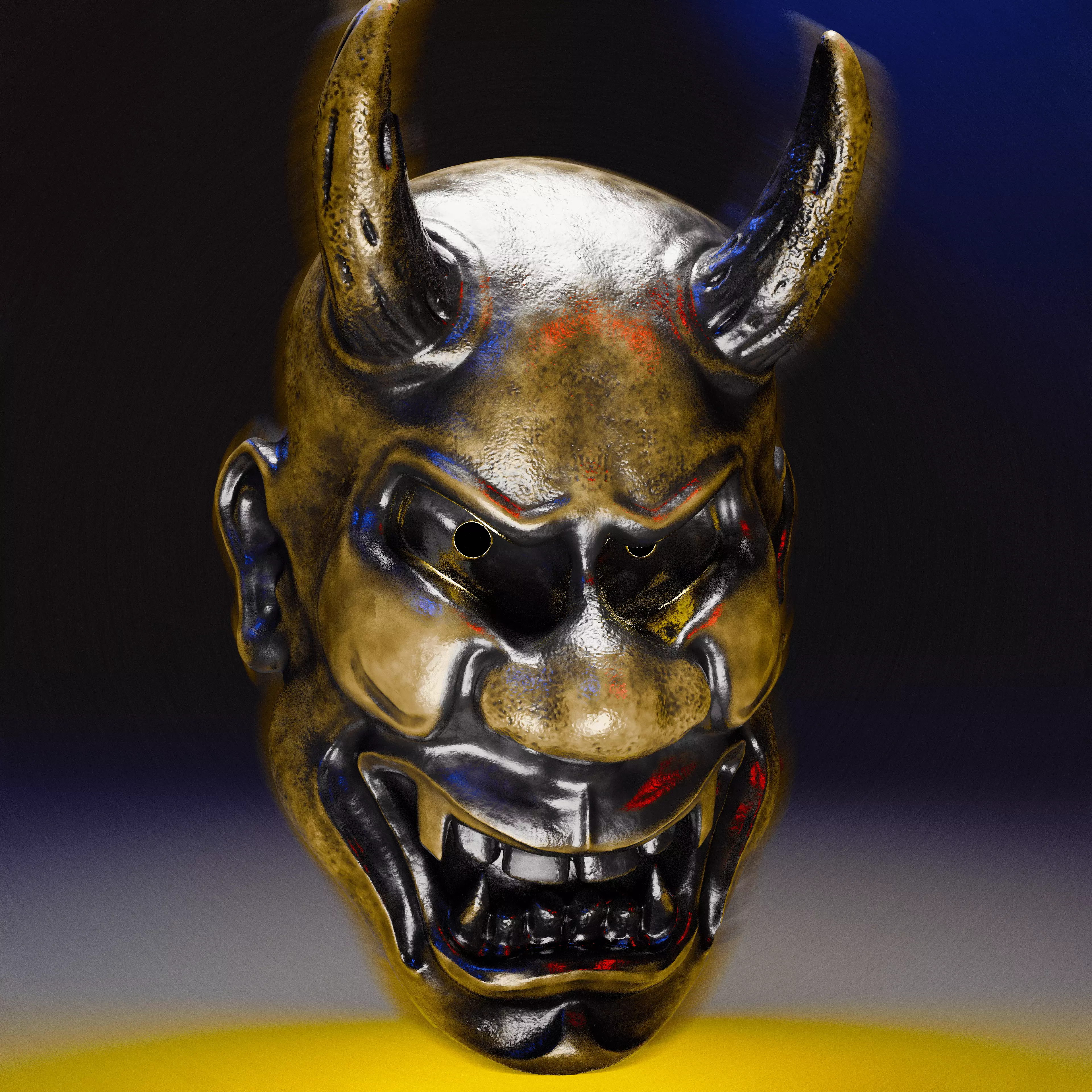 Hannya mask Traditional japanese mask 3D print model_0