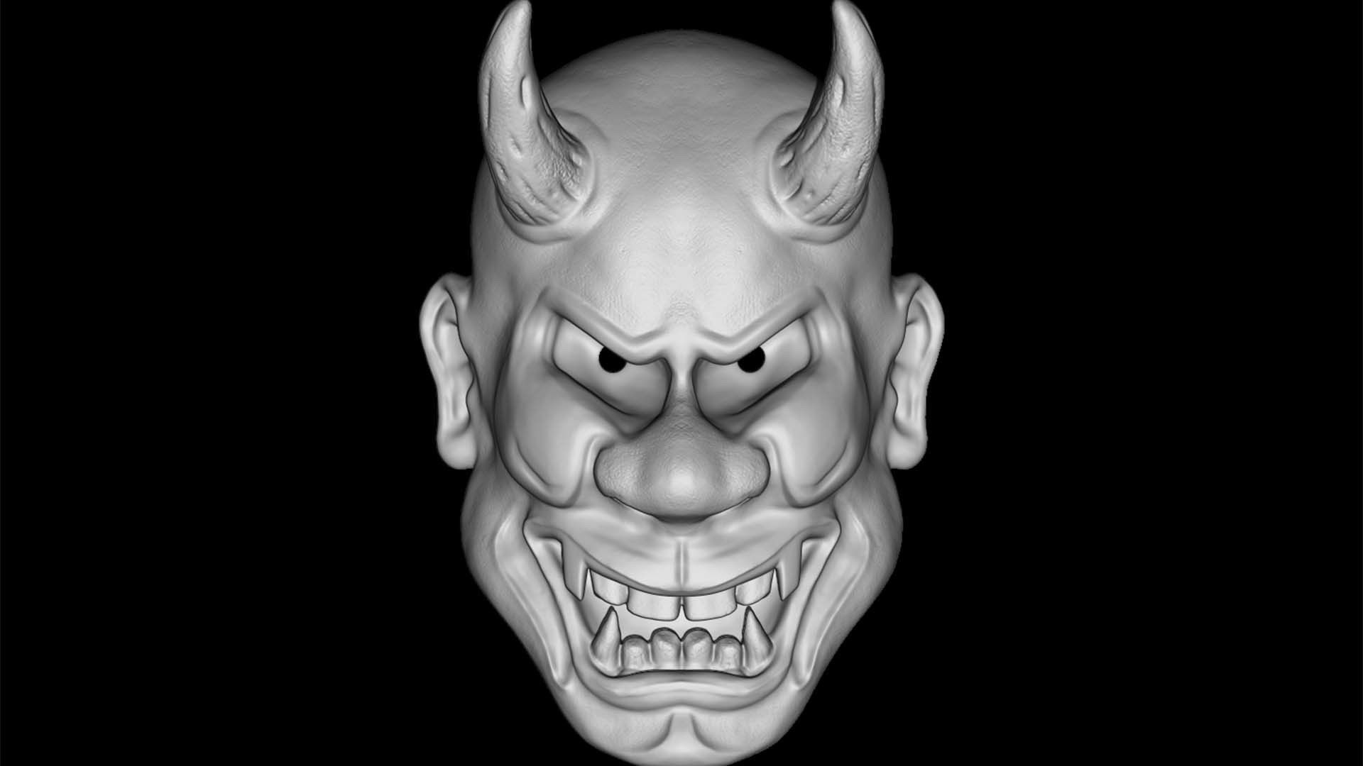 Hannya mask Traditional japanese mask 3D print model_2