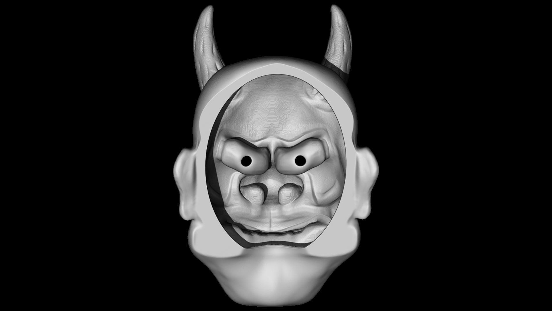 Hannya mask Traditional japanese mask 3D print model_13