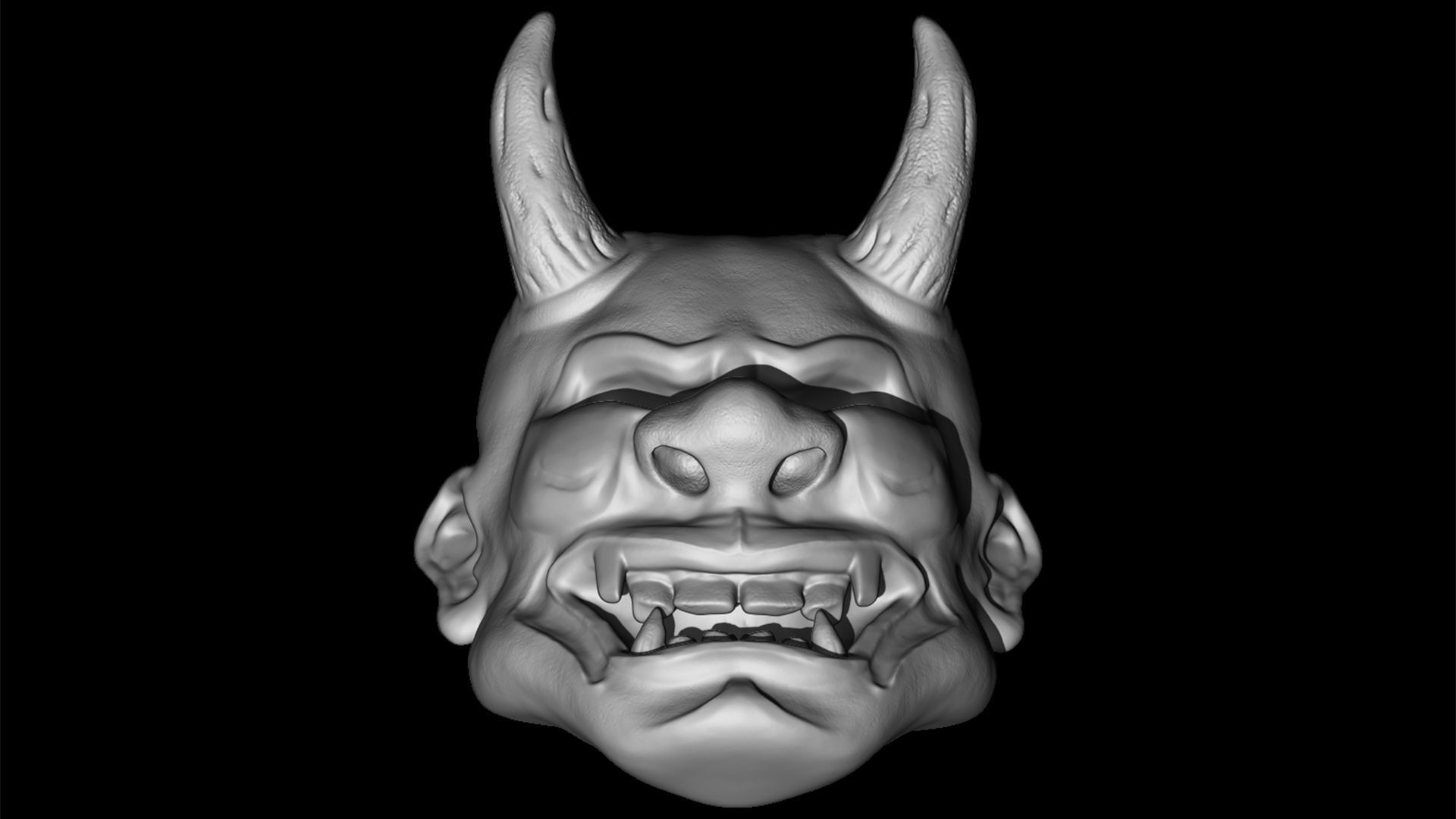 Hannya mask Traditional japanese mask 3D print model_10