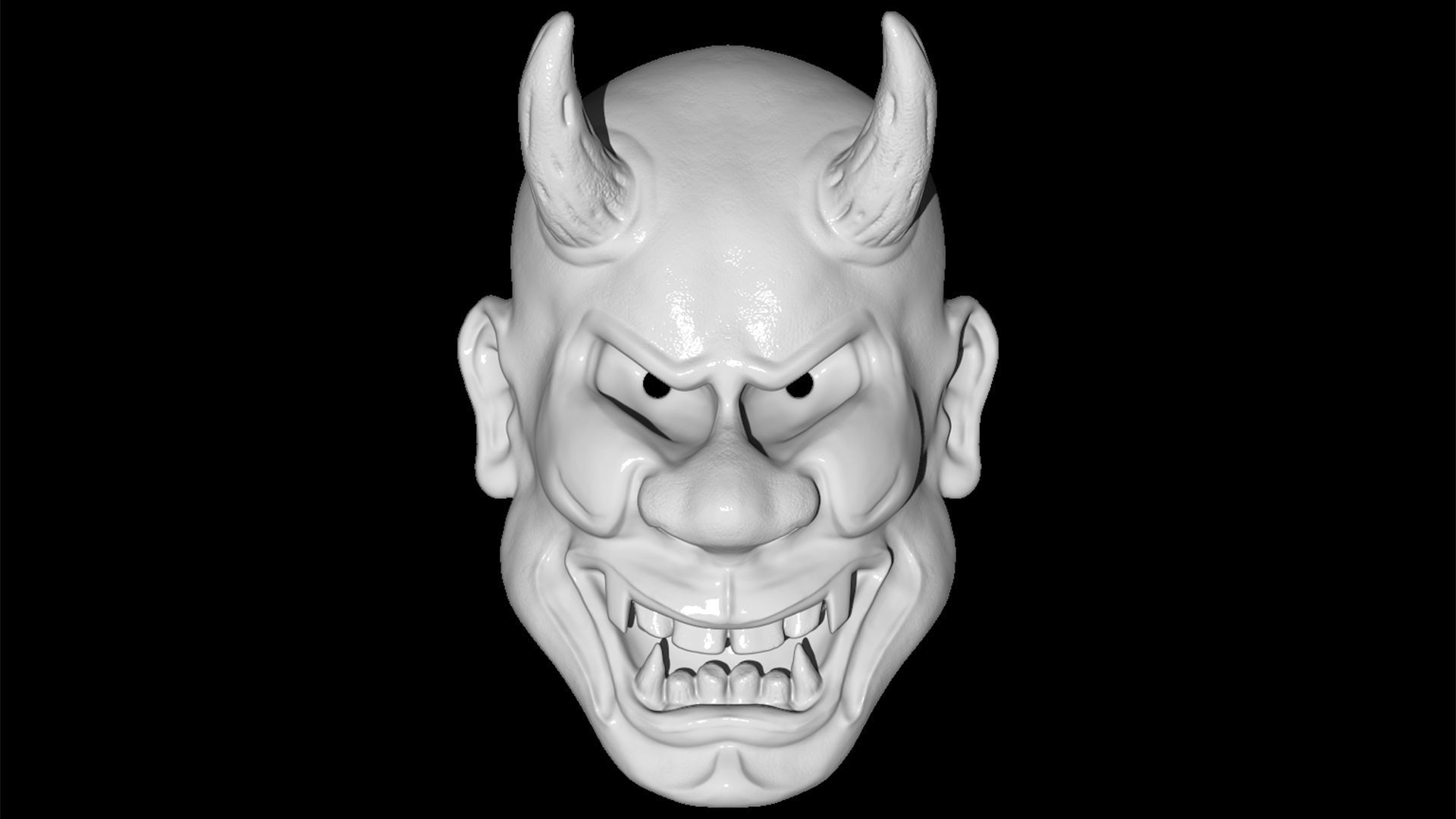 Hannya mask Traditional japanese mask 3D print model_14