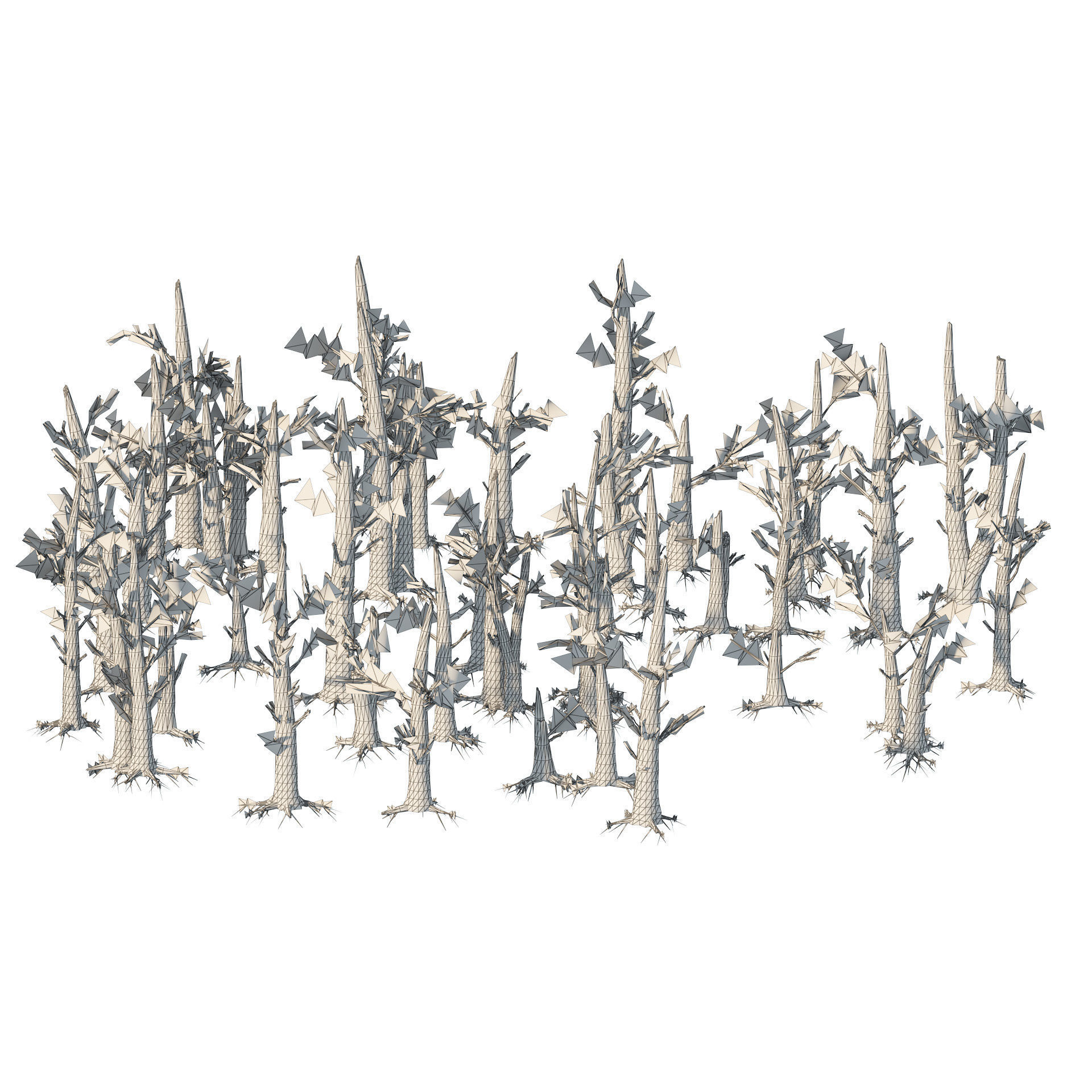 Fire-killed trees Low-poly 3D model_6
