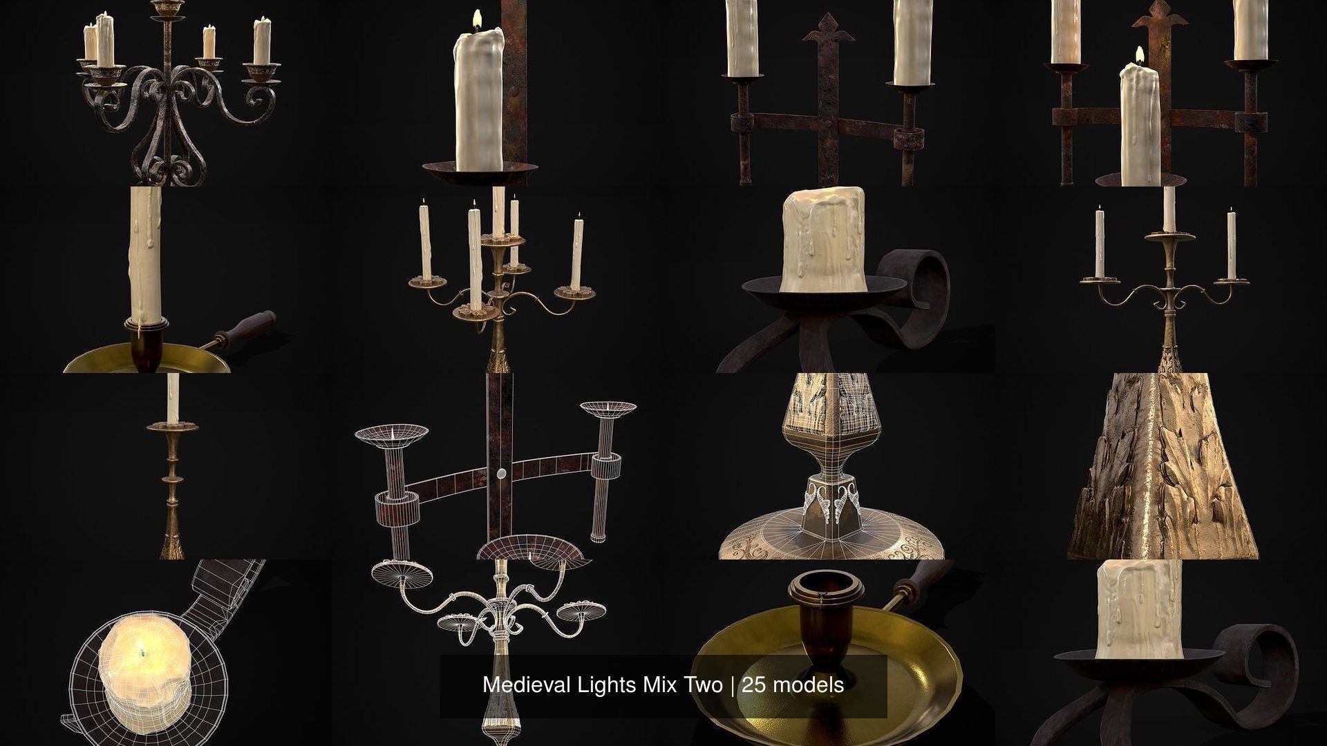 Medieval Lights Mix Two 3D Model Collection_4