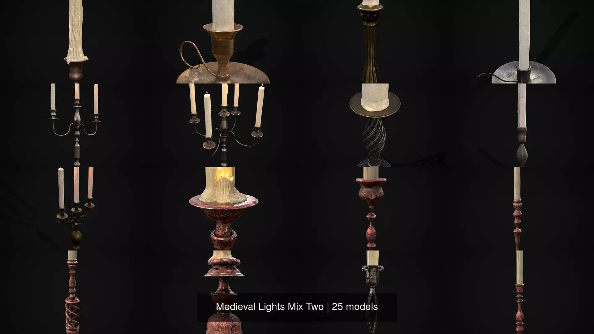 Medieval Lights Mix Two 3D Model Collection_1