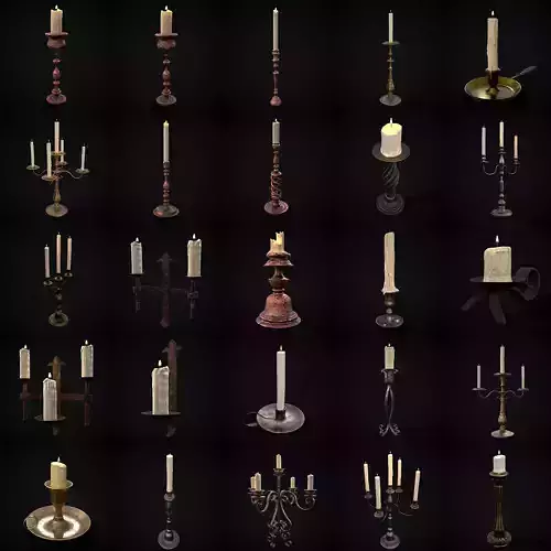 Medieval Lights Mix Two 3D Model Collection