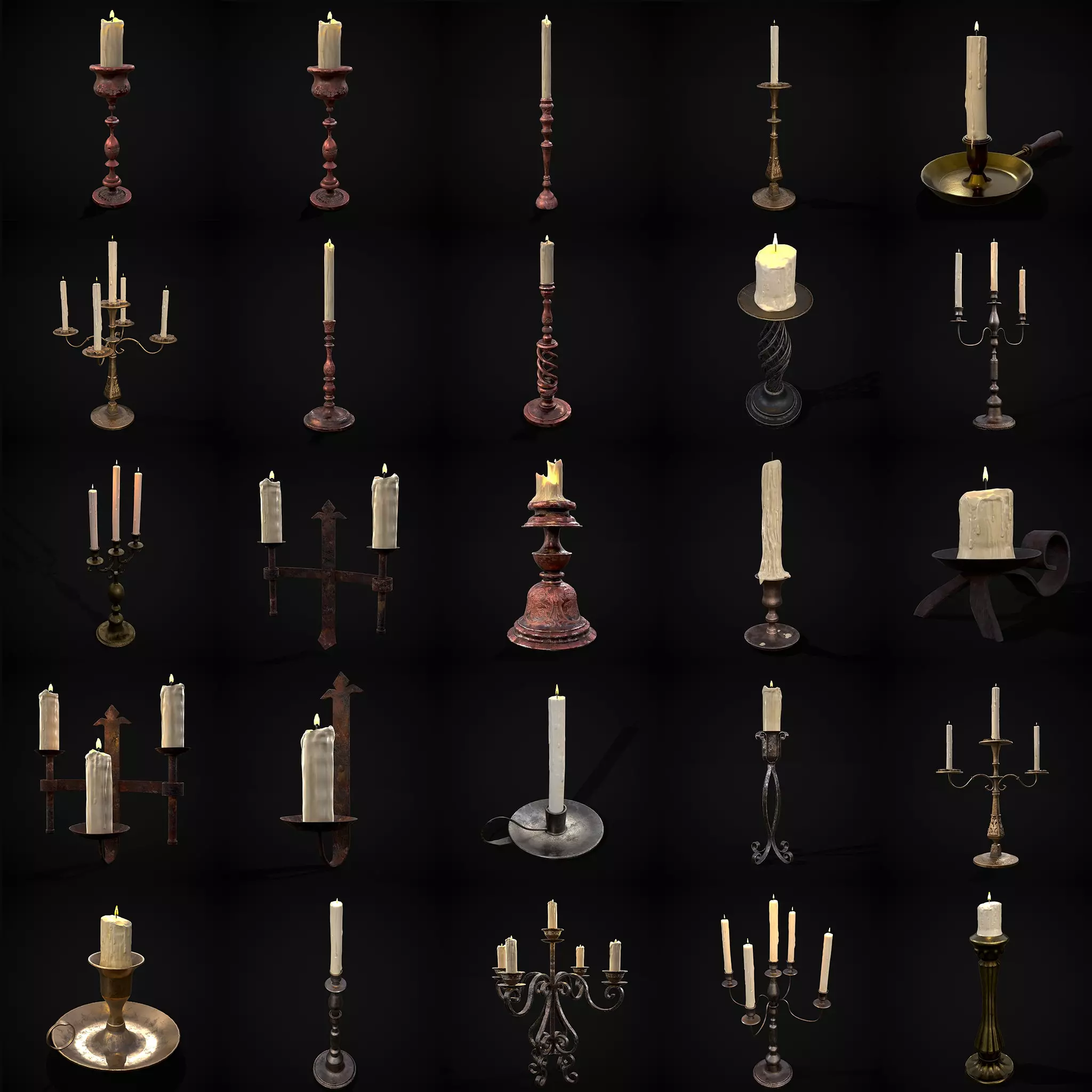 Medieval Lights Mix Two 3D Model Collection_0