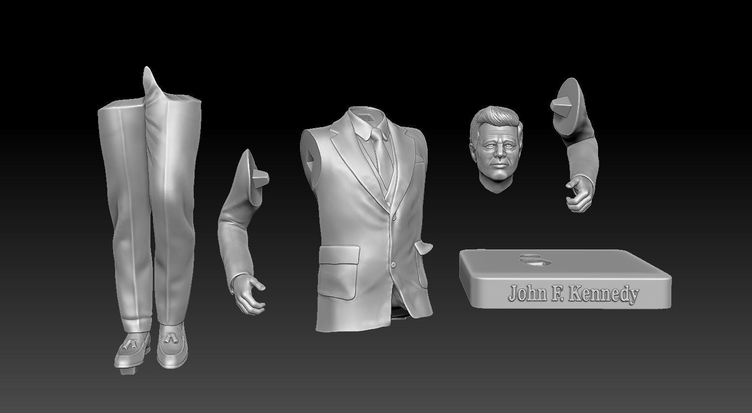 statue of President John Kennedy 3D print model_4