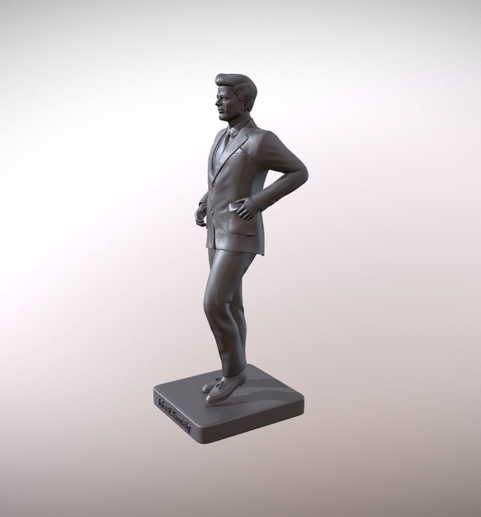 statue of President John Kennedy 3D print model_1