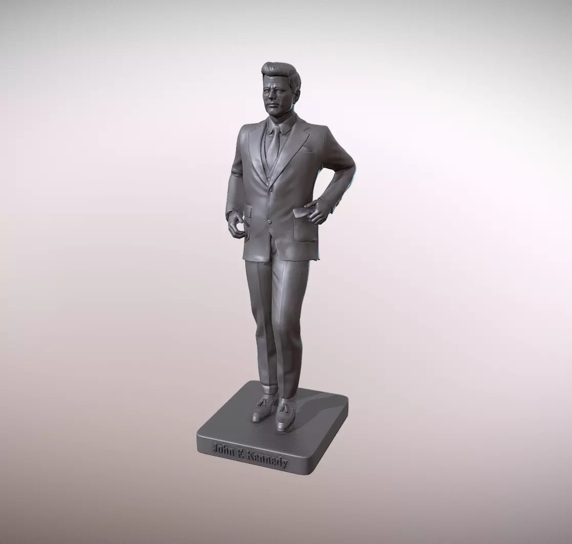 statue of President John Kennedy 3D print model_0