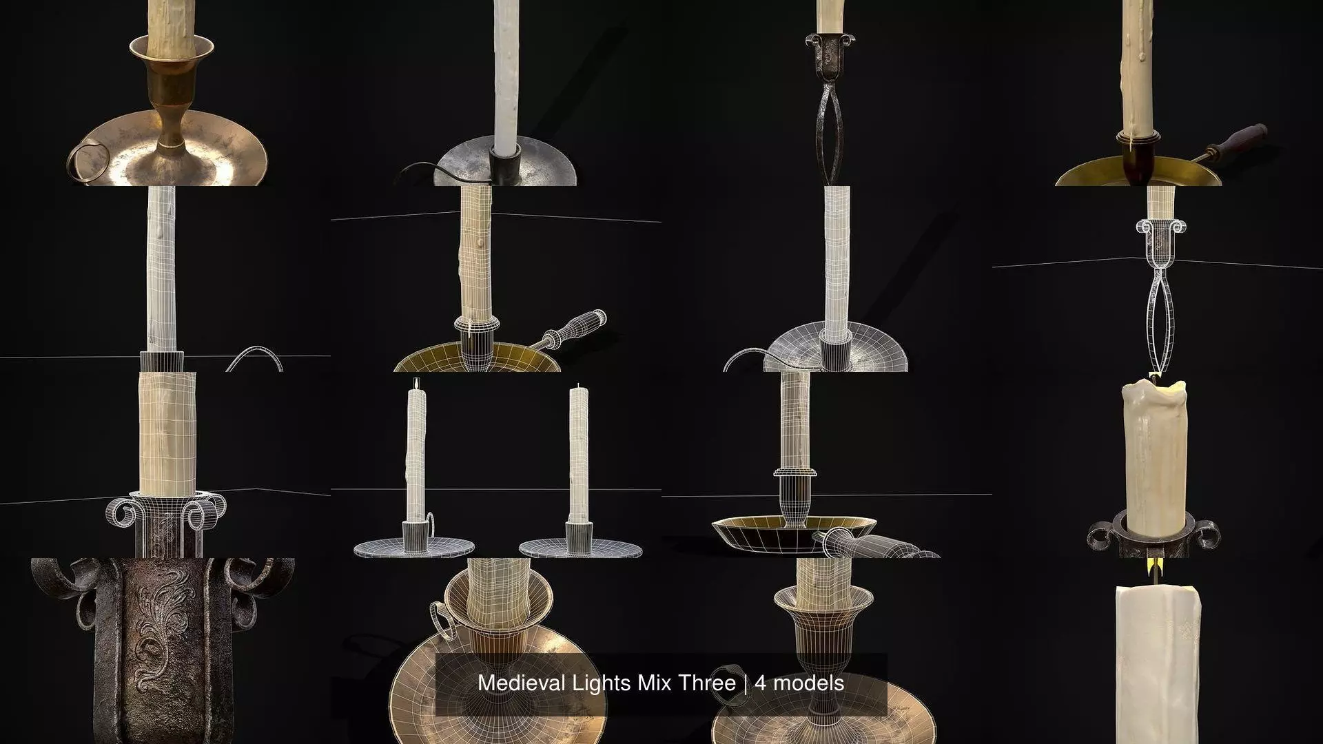 Medieval Lights Mix Three 3D Model Collection_5