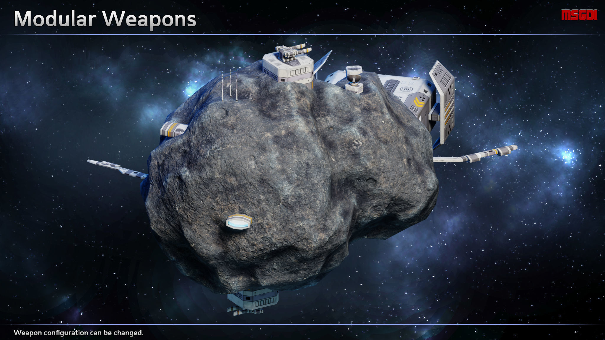 Modular Asteroid Base Low-poly 3D model_5