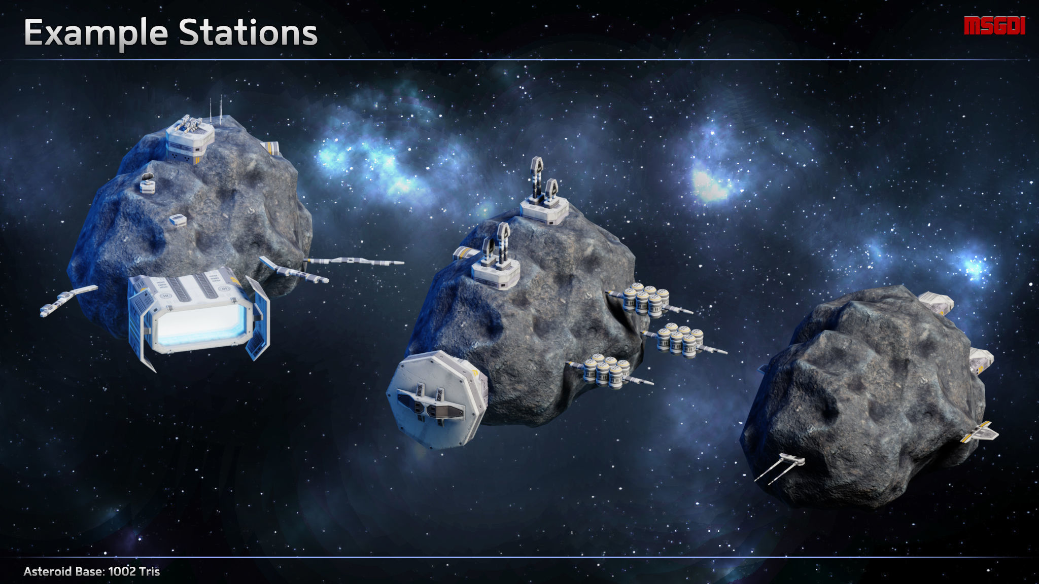 Modular Asteroid Base Low-poly 3D model_2