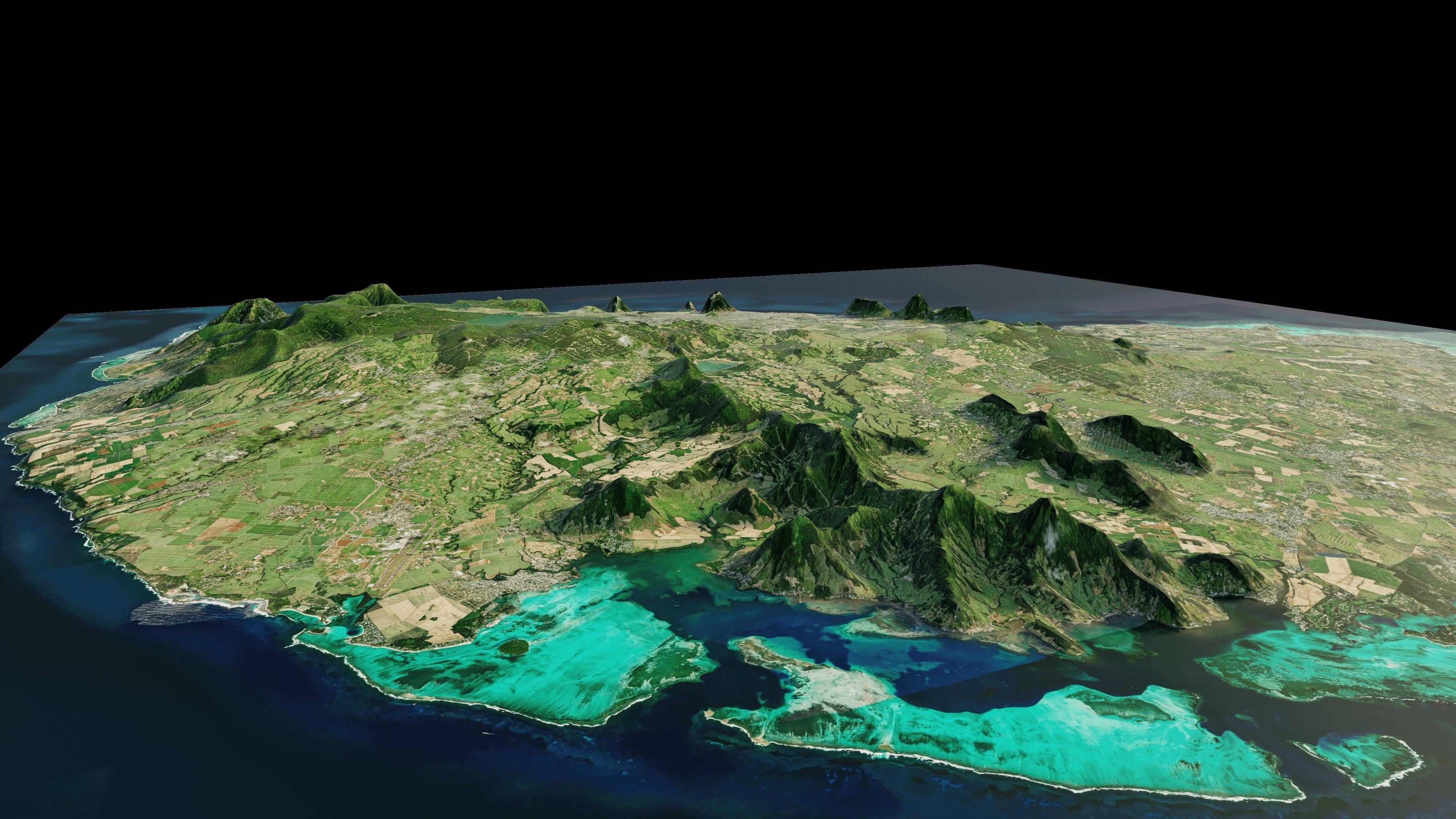 Mauritius island full 3d model terrain 3D model_8