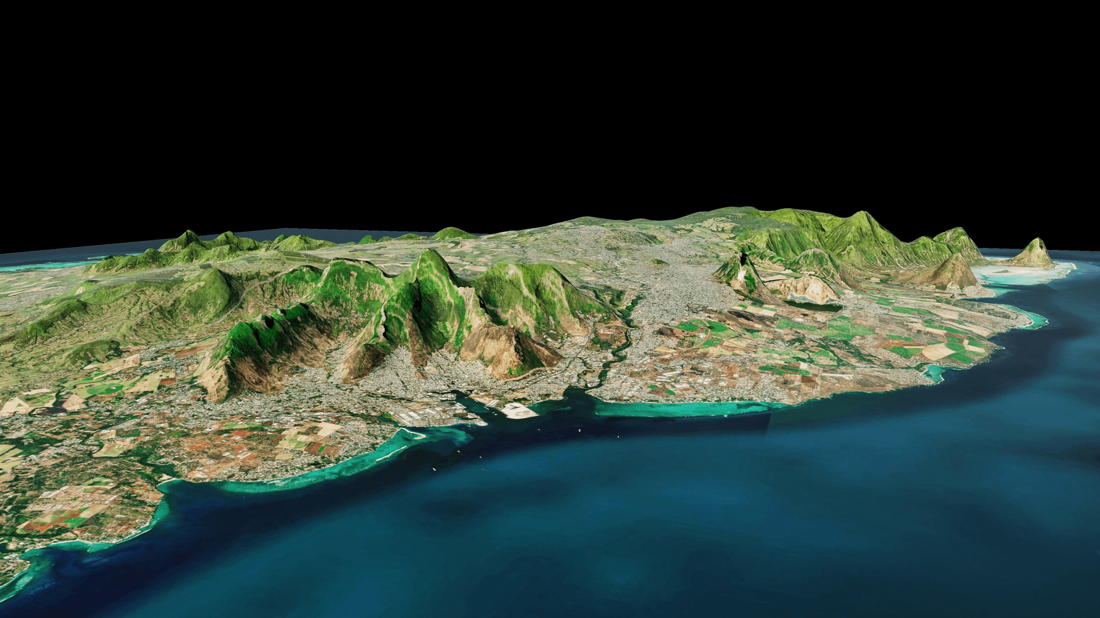 Mauritius island full 3d model terrain 3D model_4