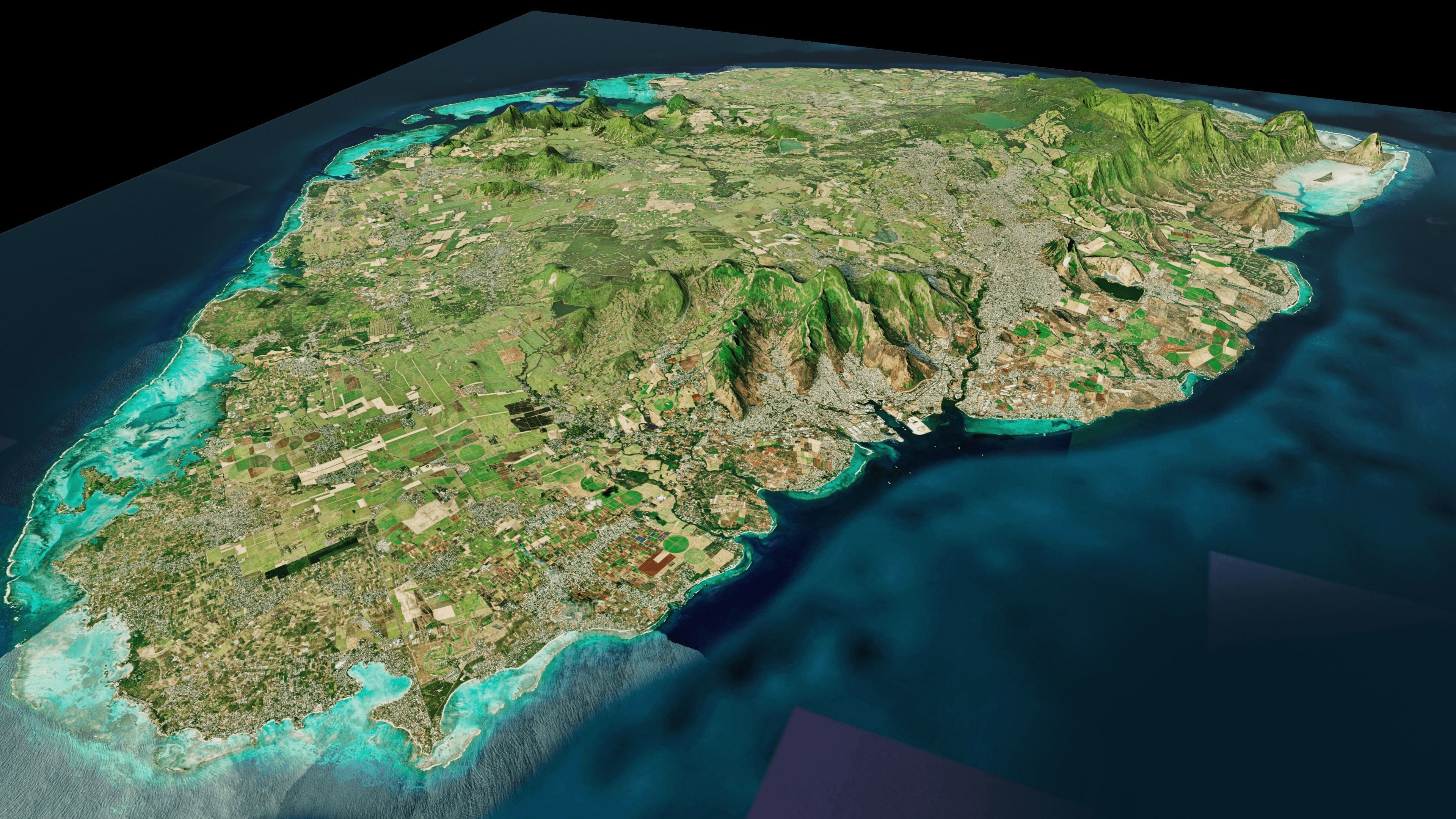 Mauritius island full 3d model terrain 3D model_5