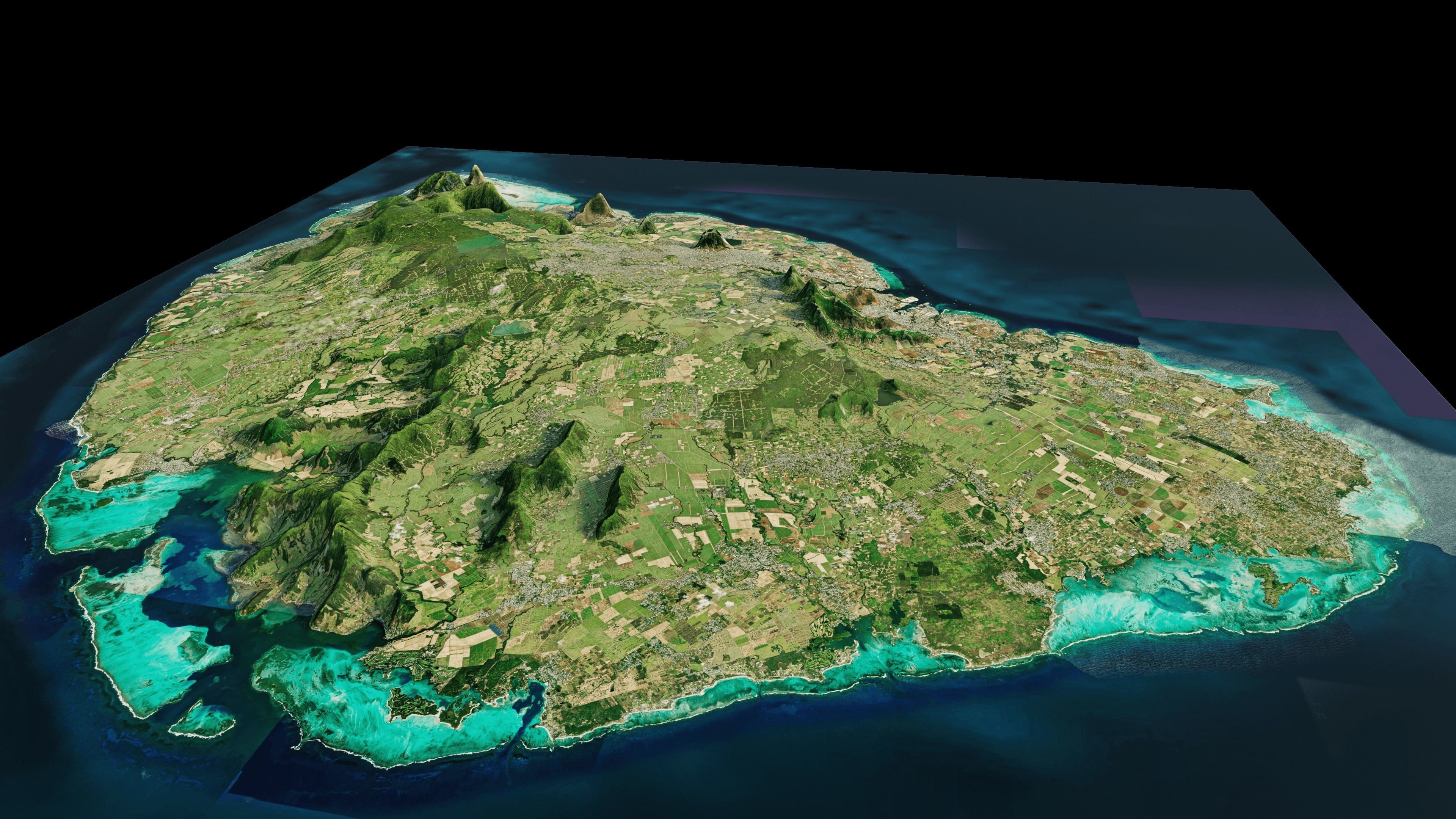 Mauritius island full 3d model terrain 3D model_9
