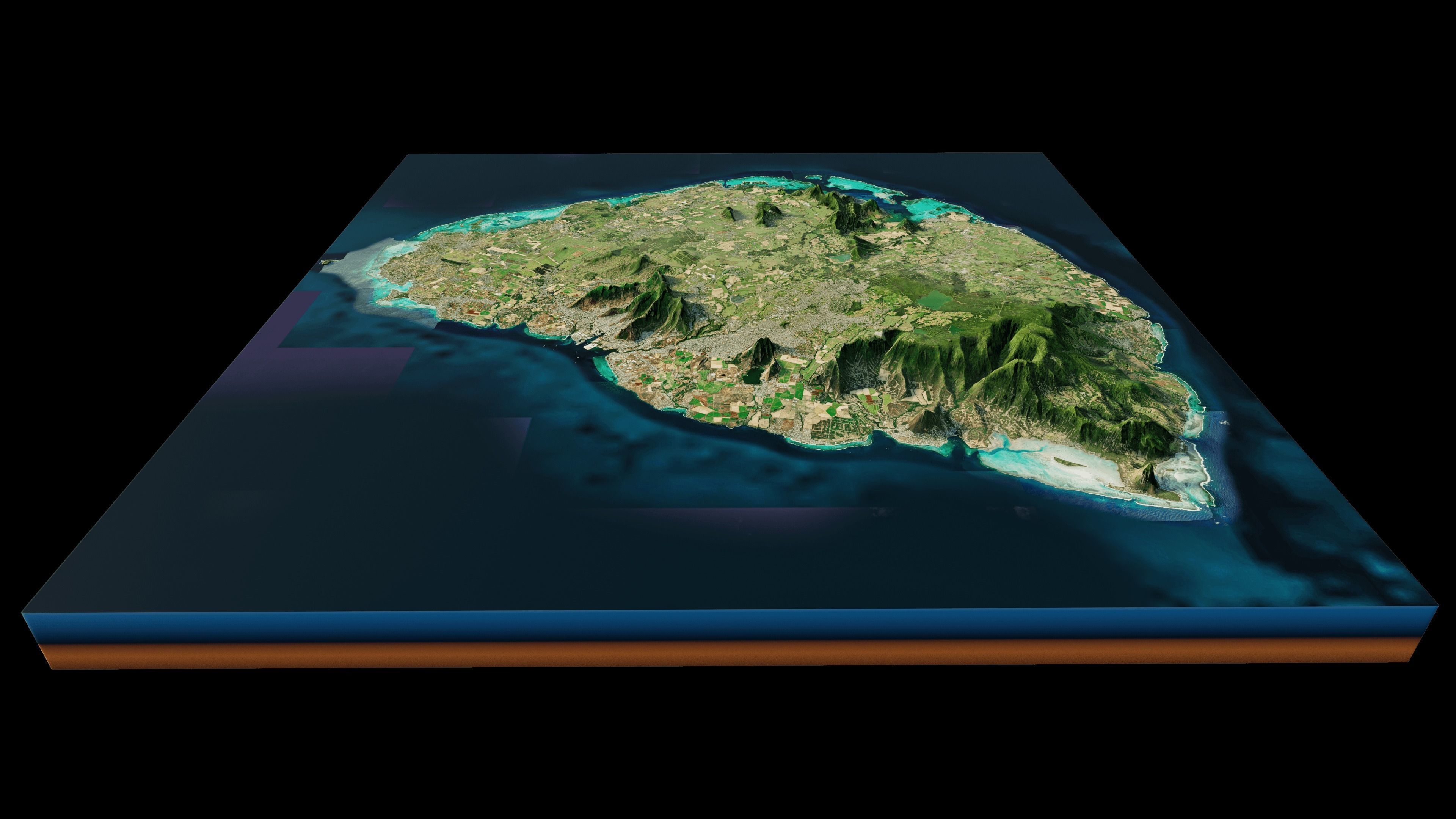 Mauritius island full 3d model terrain 3D model_1