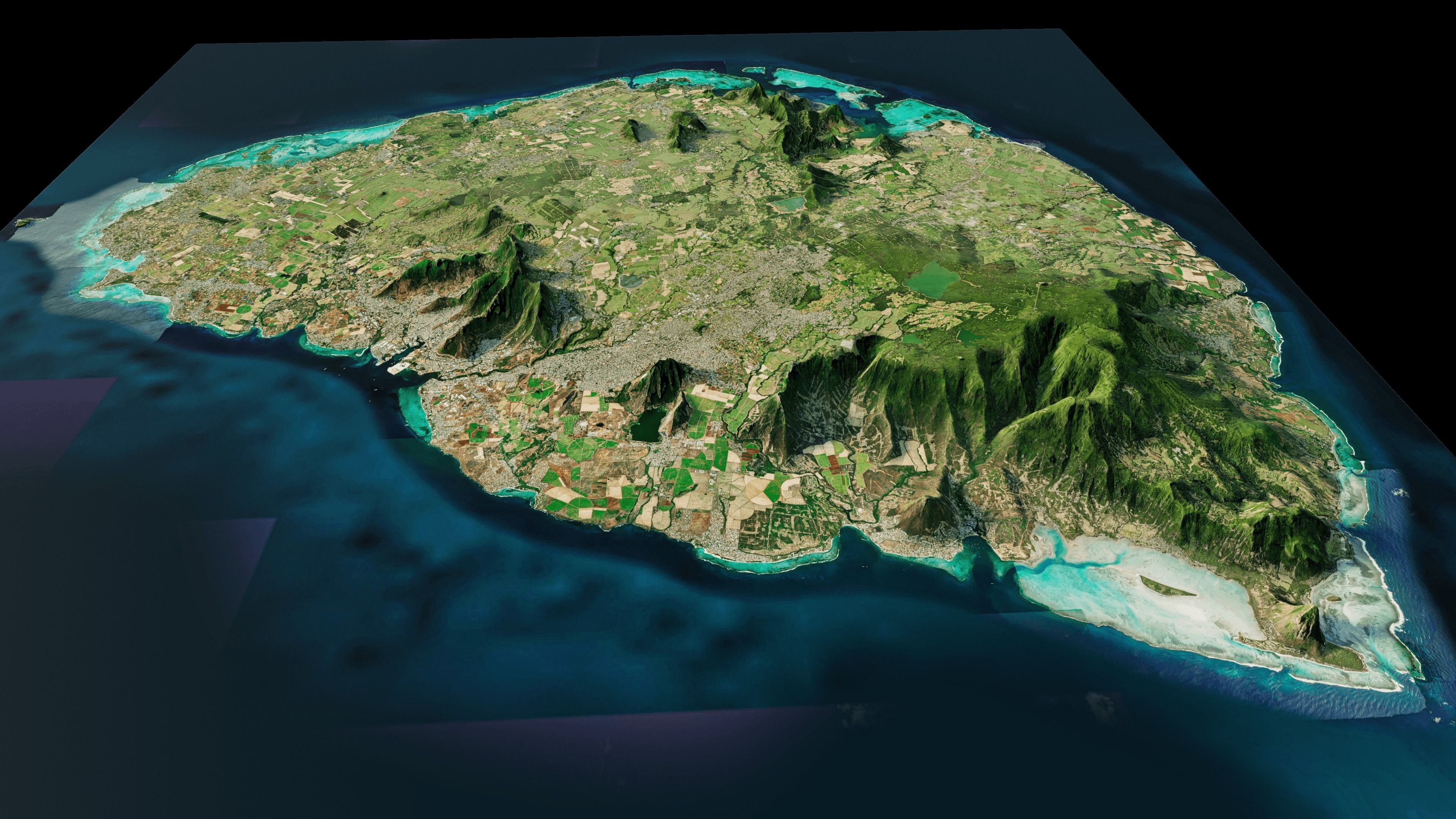 Mauritius island full 3d model terrain 3D model_2