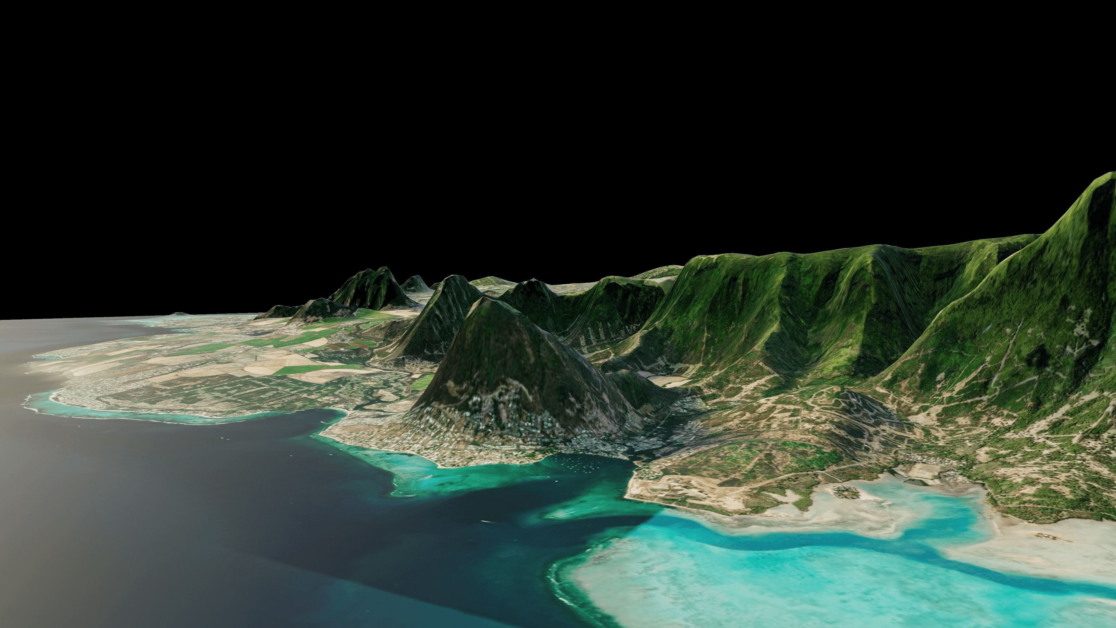 Mauritius island full 3d model terrain 3D model_7