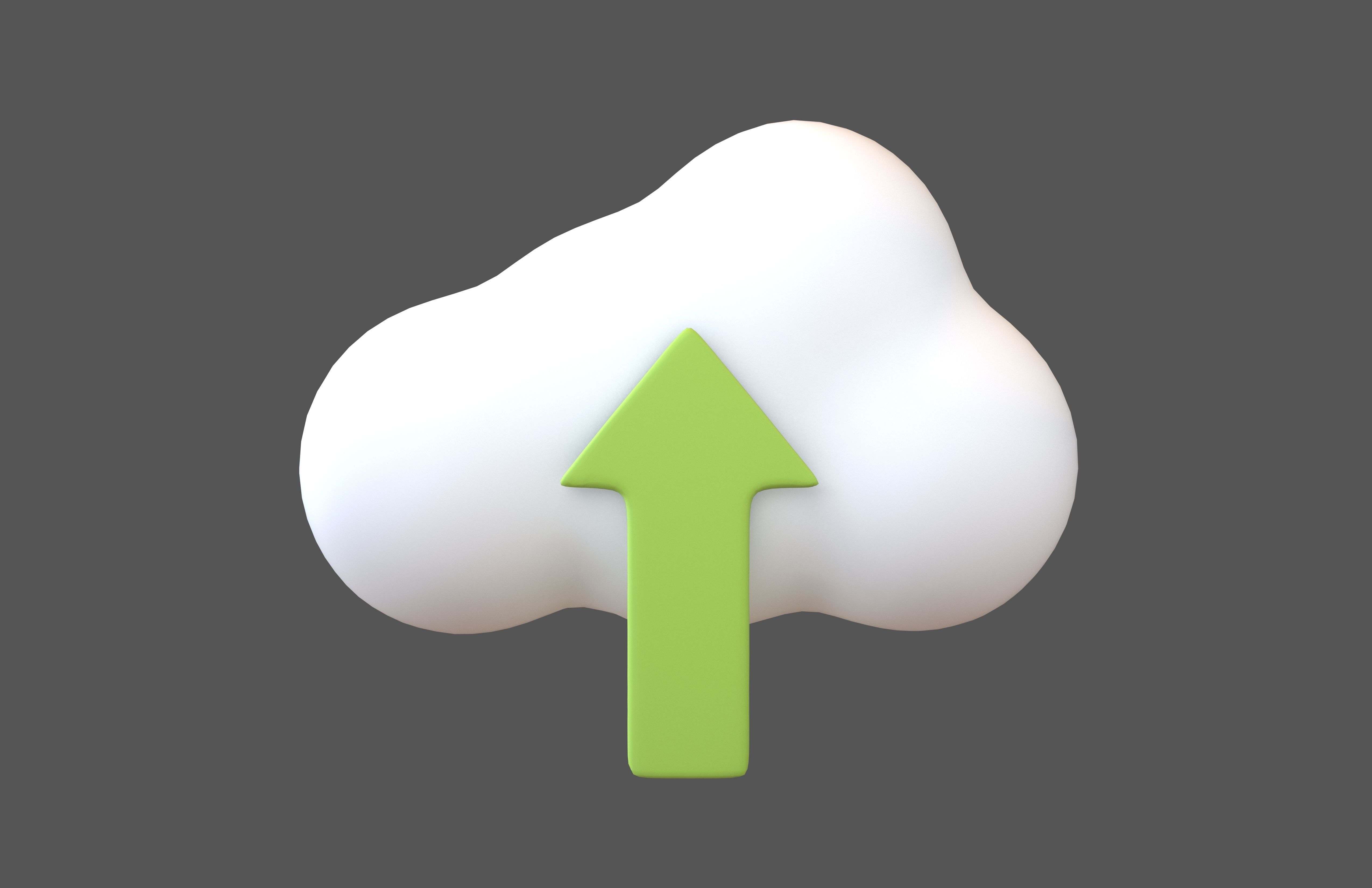 Cloud Upload Icon v1 005 Low-poly 3D model_2