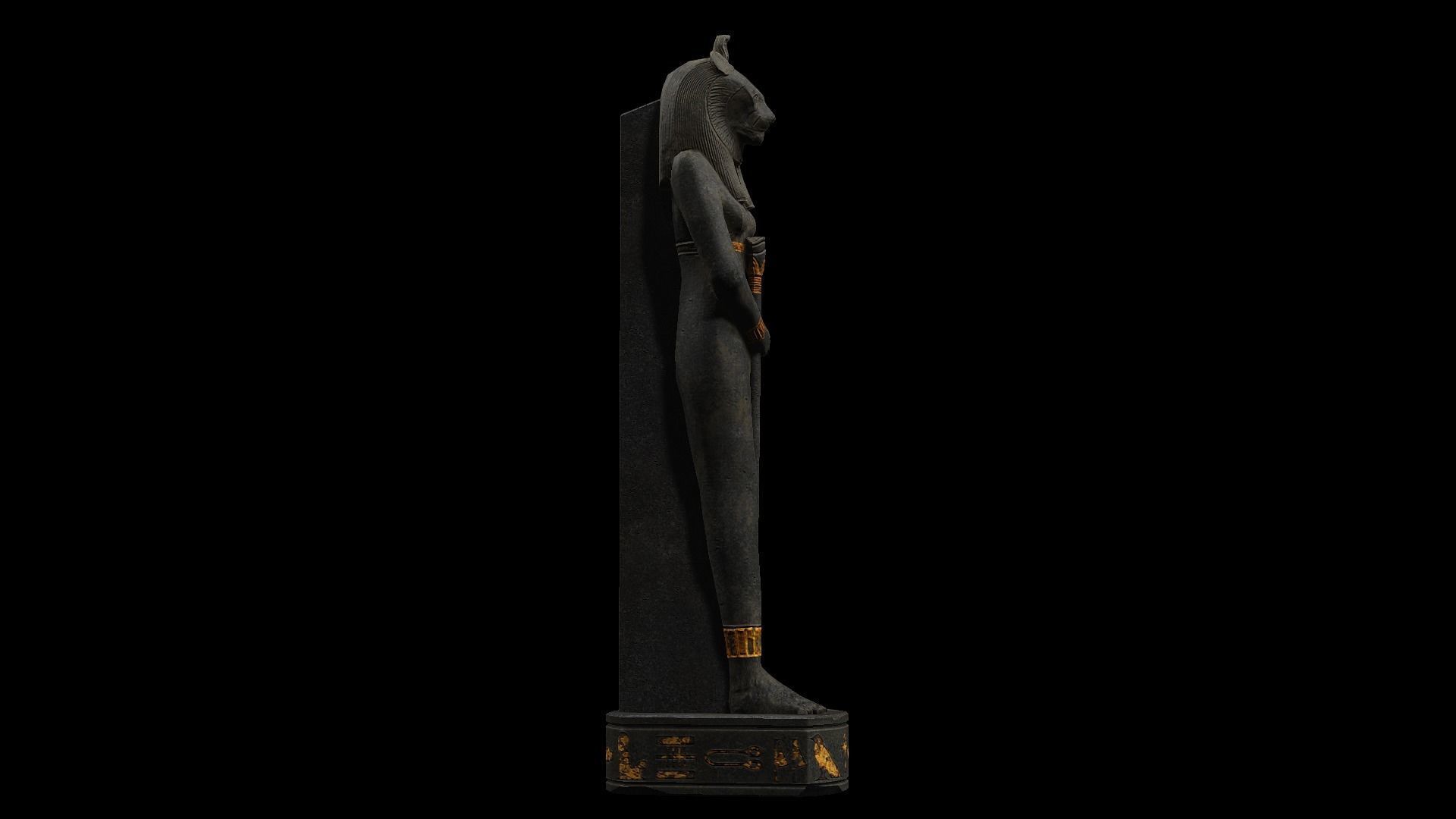 Statue of Bastet Low-poly 3D model_5
