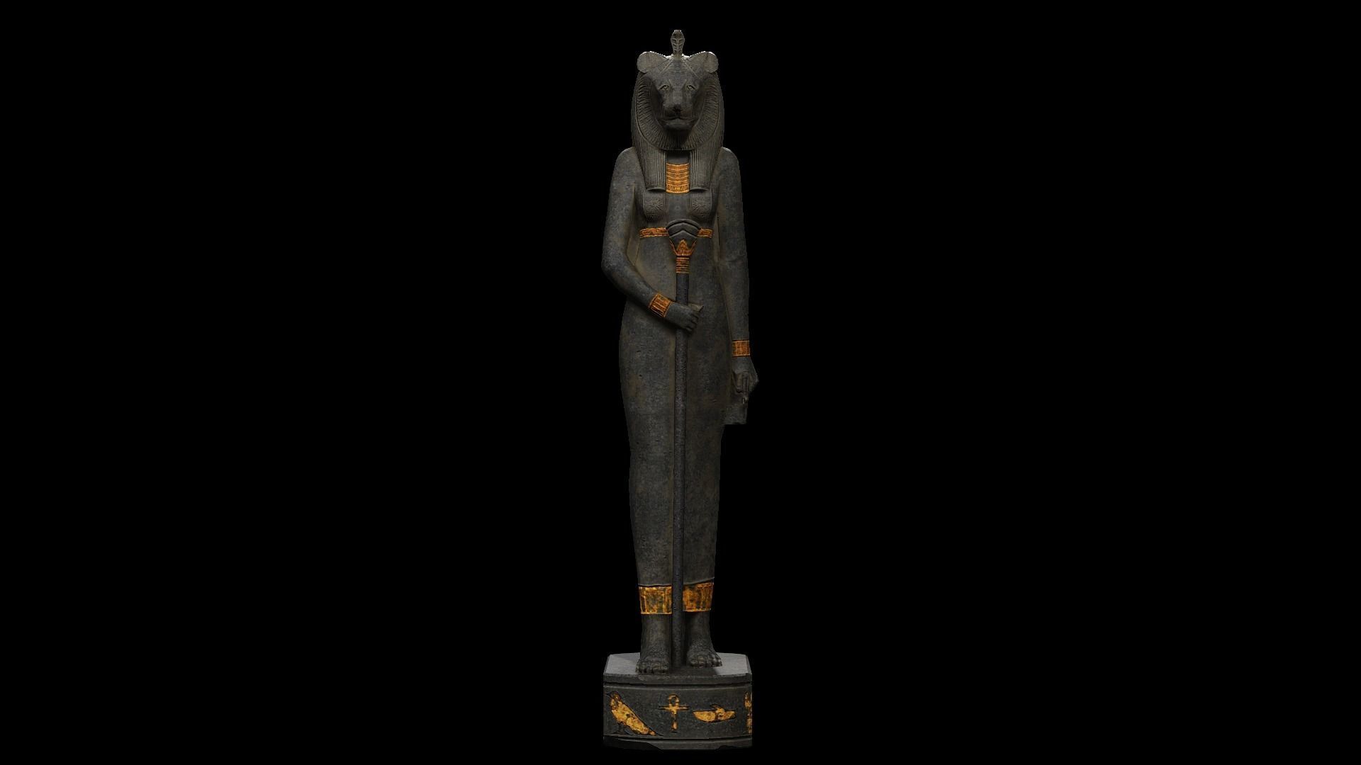 Statue of Bastet Low-poly 3D model_1