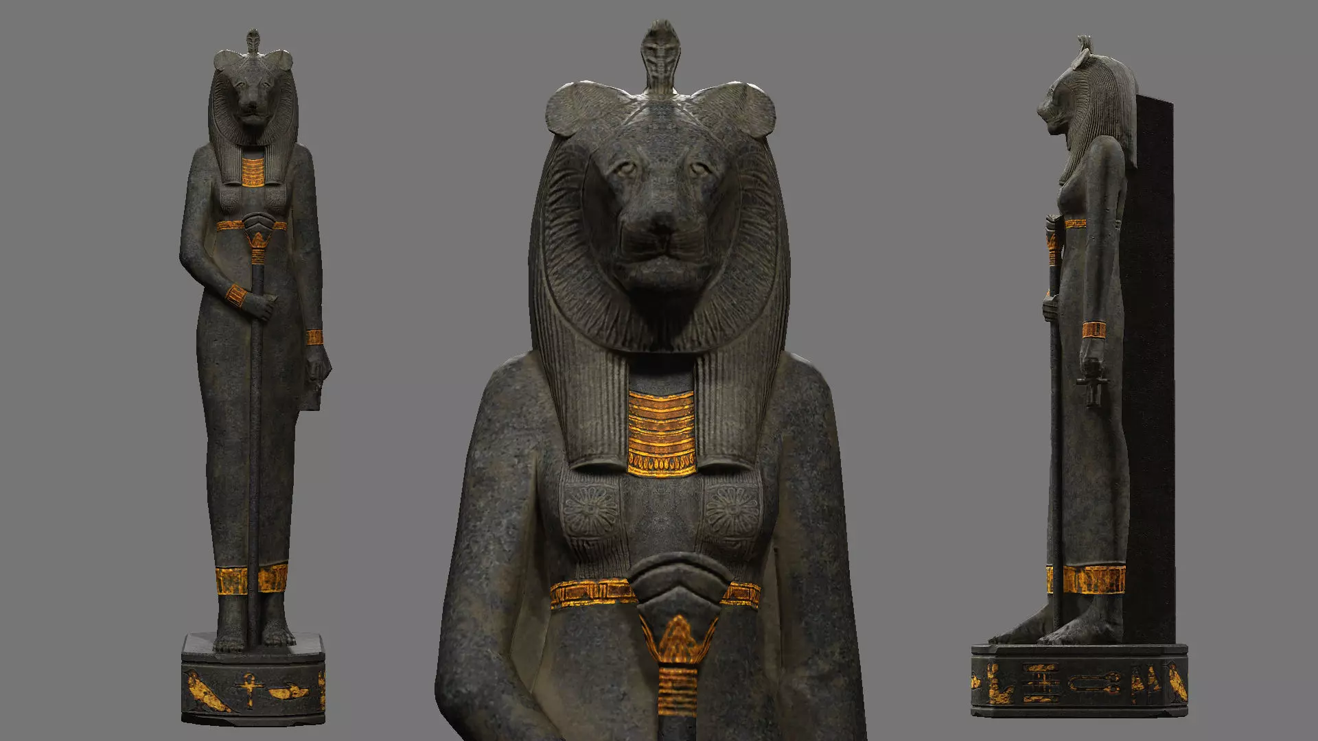 Statue of Bastet Low-poly 3D model_0