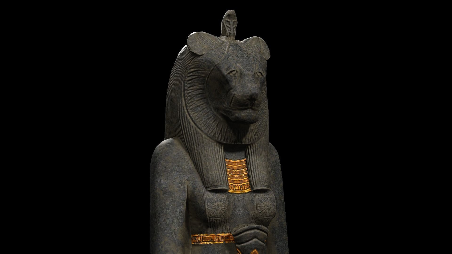 Statue of Bastet Low-poly 3D model_7