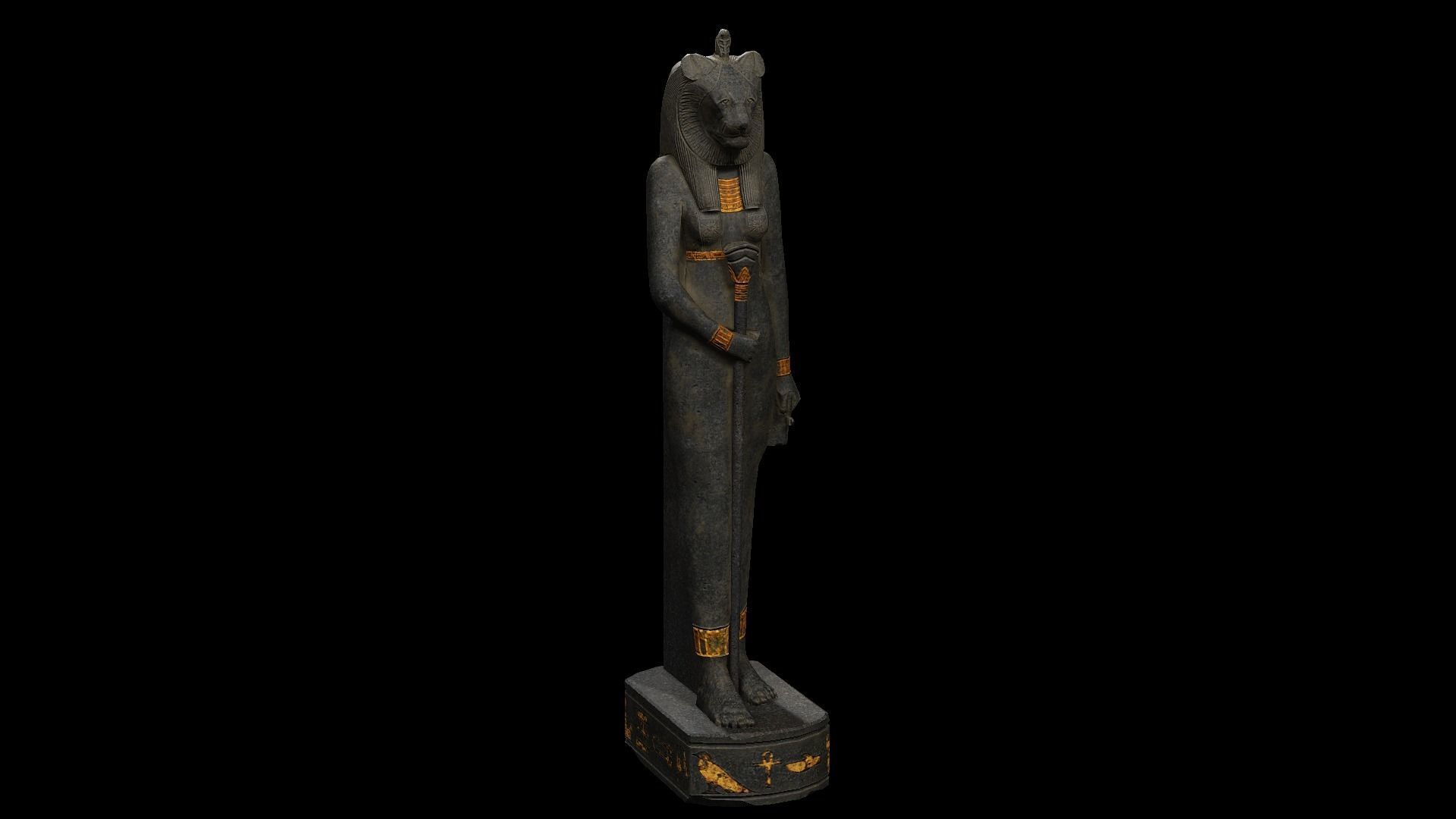 Statue of Bastet Low-poly 3D model_6
