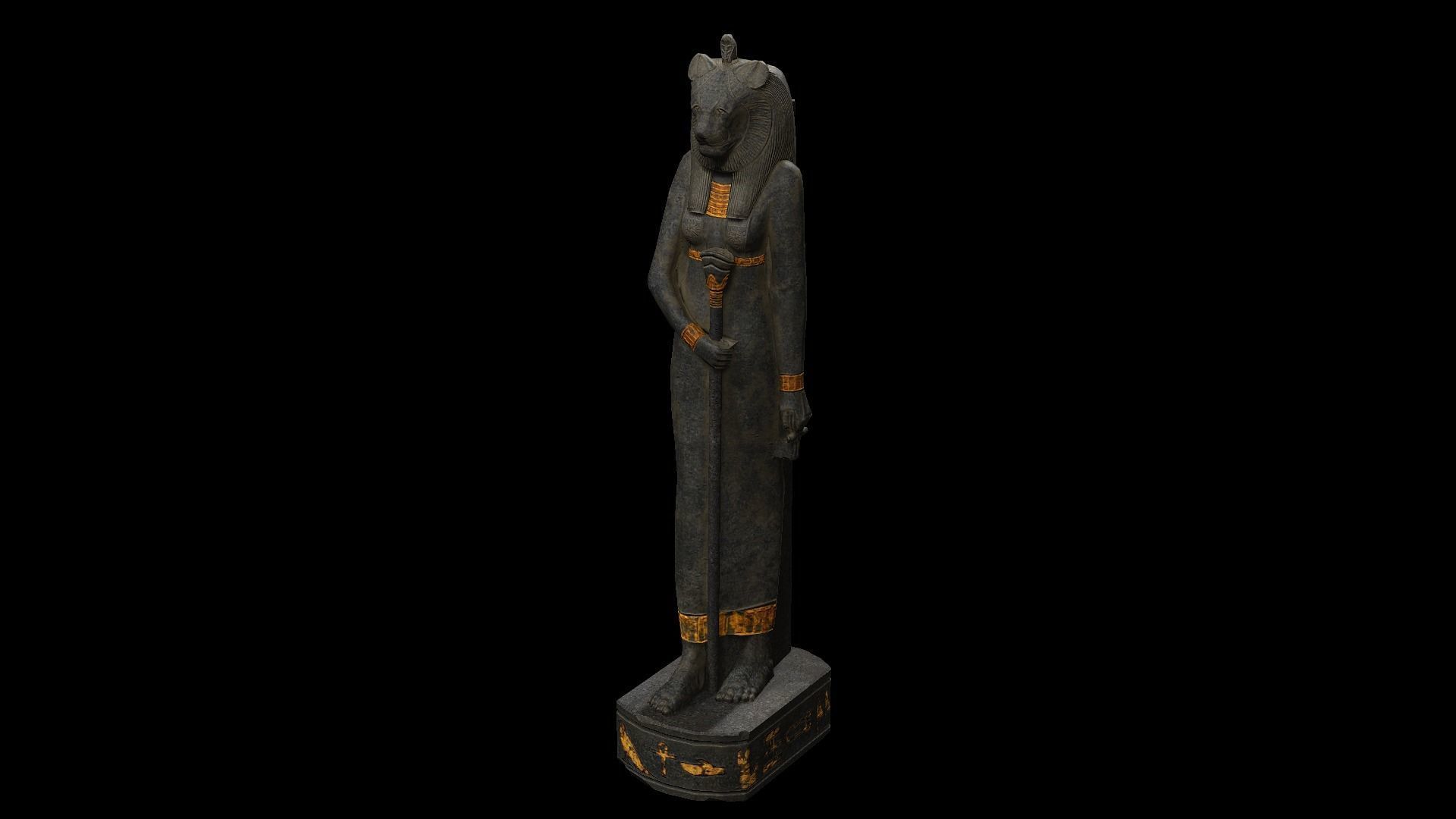 Statue of Bastet Low-poly 3D model_2