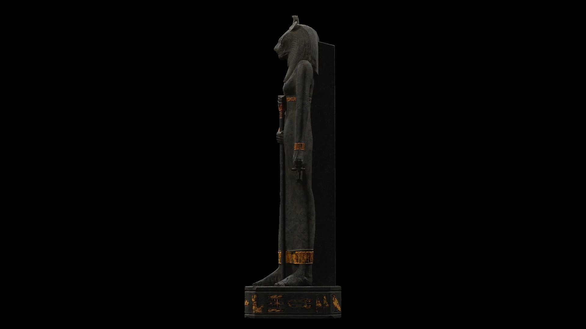 Statue of Bastet Low-poly 3D model_3