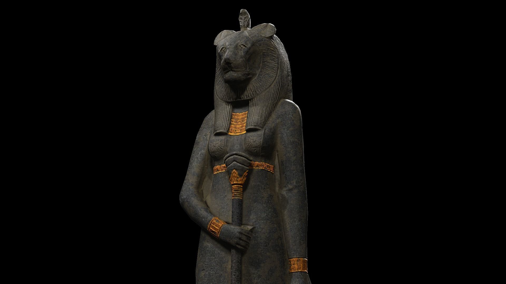 Statue of Bastet Low-poly 3D model_9