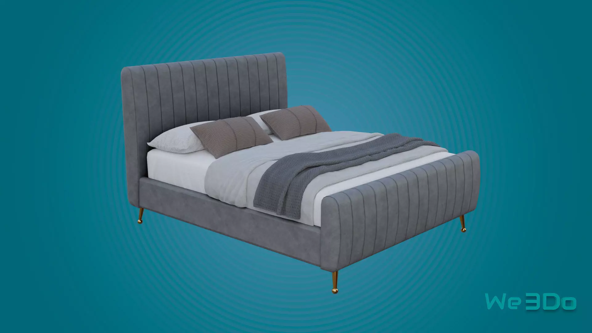 Bed with Upholstery Low-poly 3D model