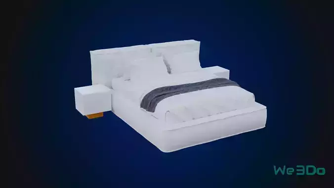 Queen Bed Low-poly 3D model